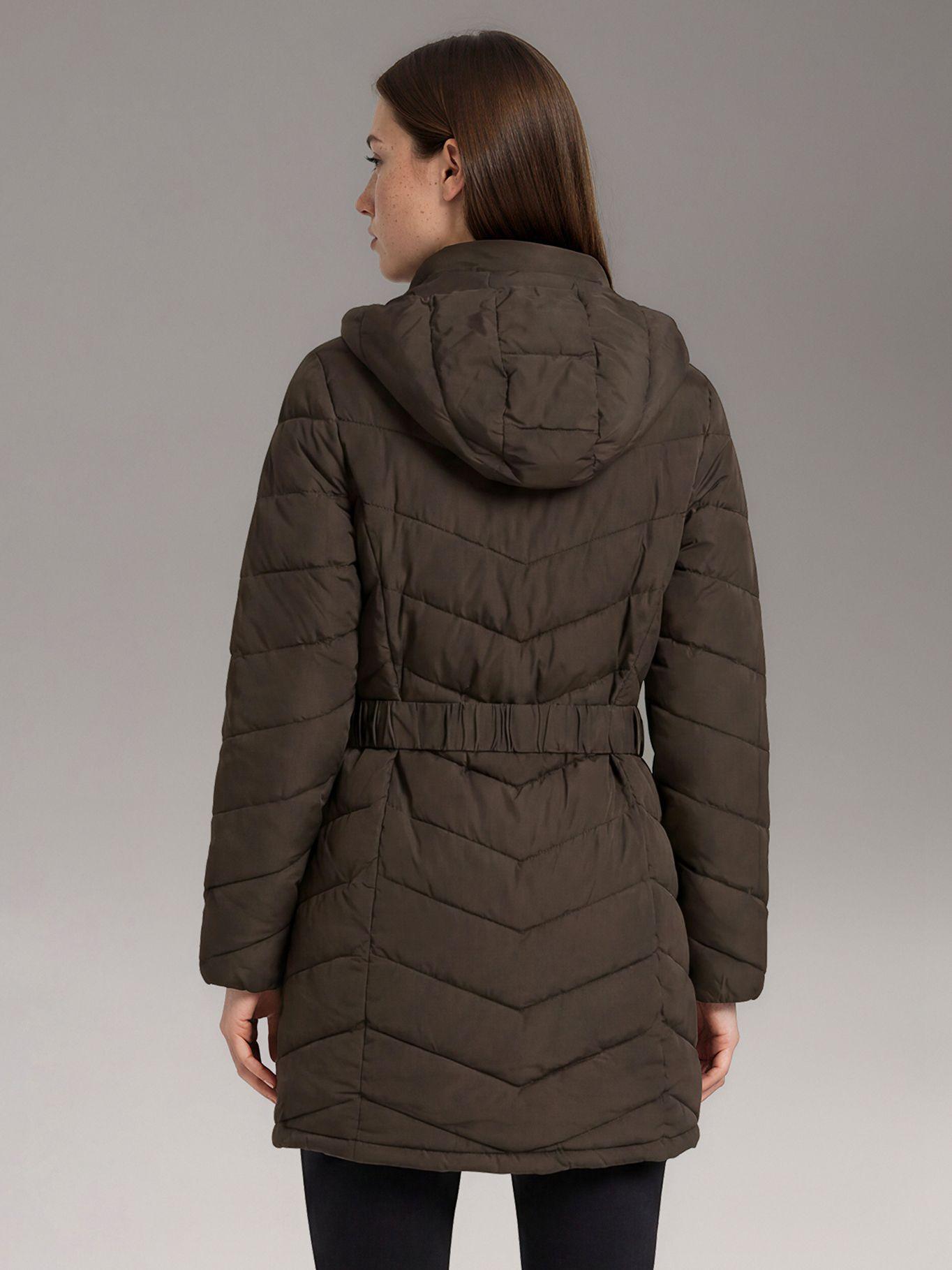 Parka Larga Puffer con Gorro Cafe Calvin Klein-3