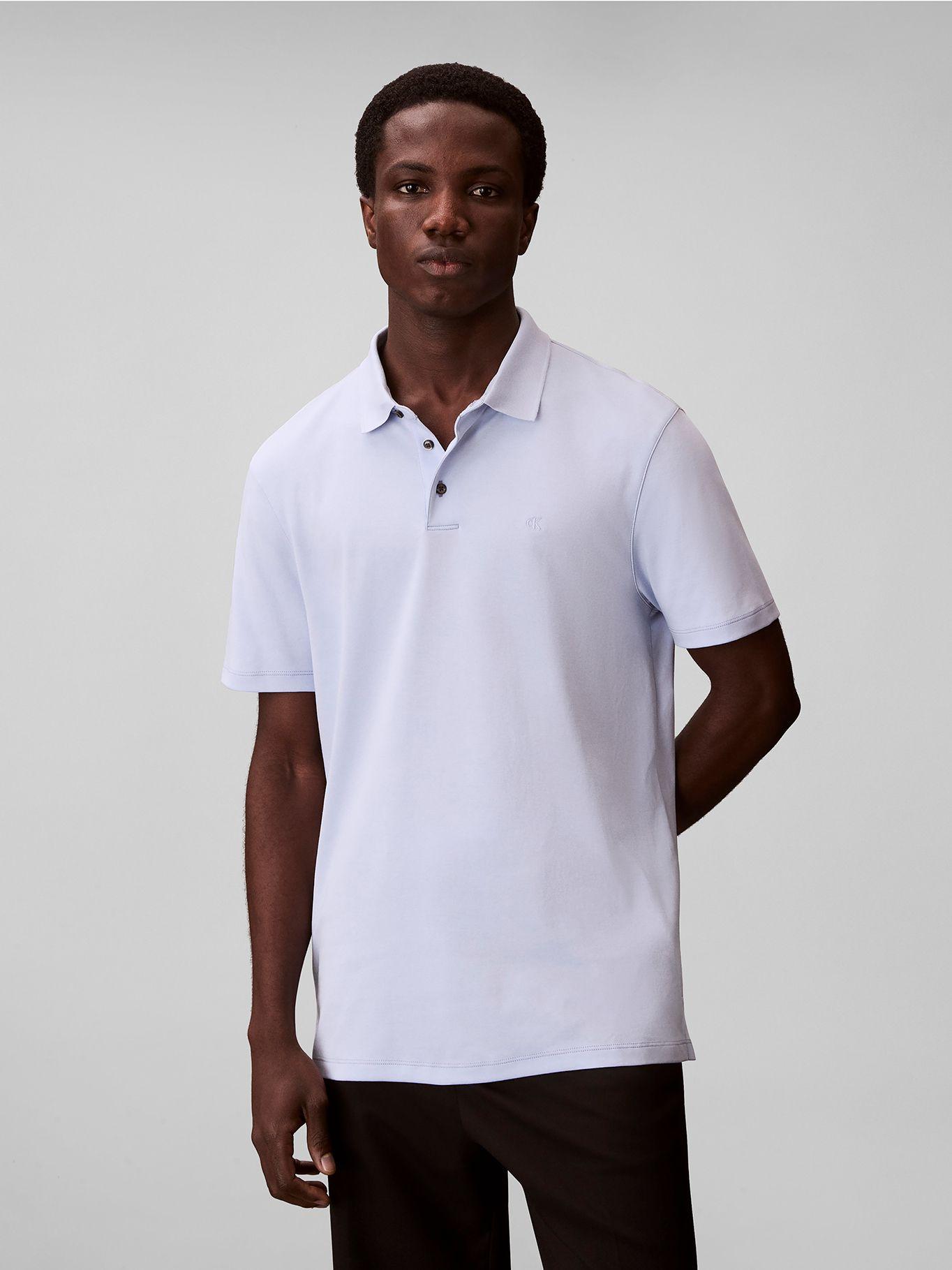 Polo de Algodón Pima Celeste Calvin Klein-0