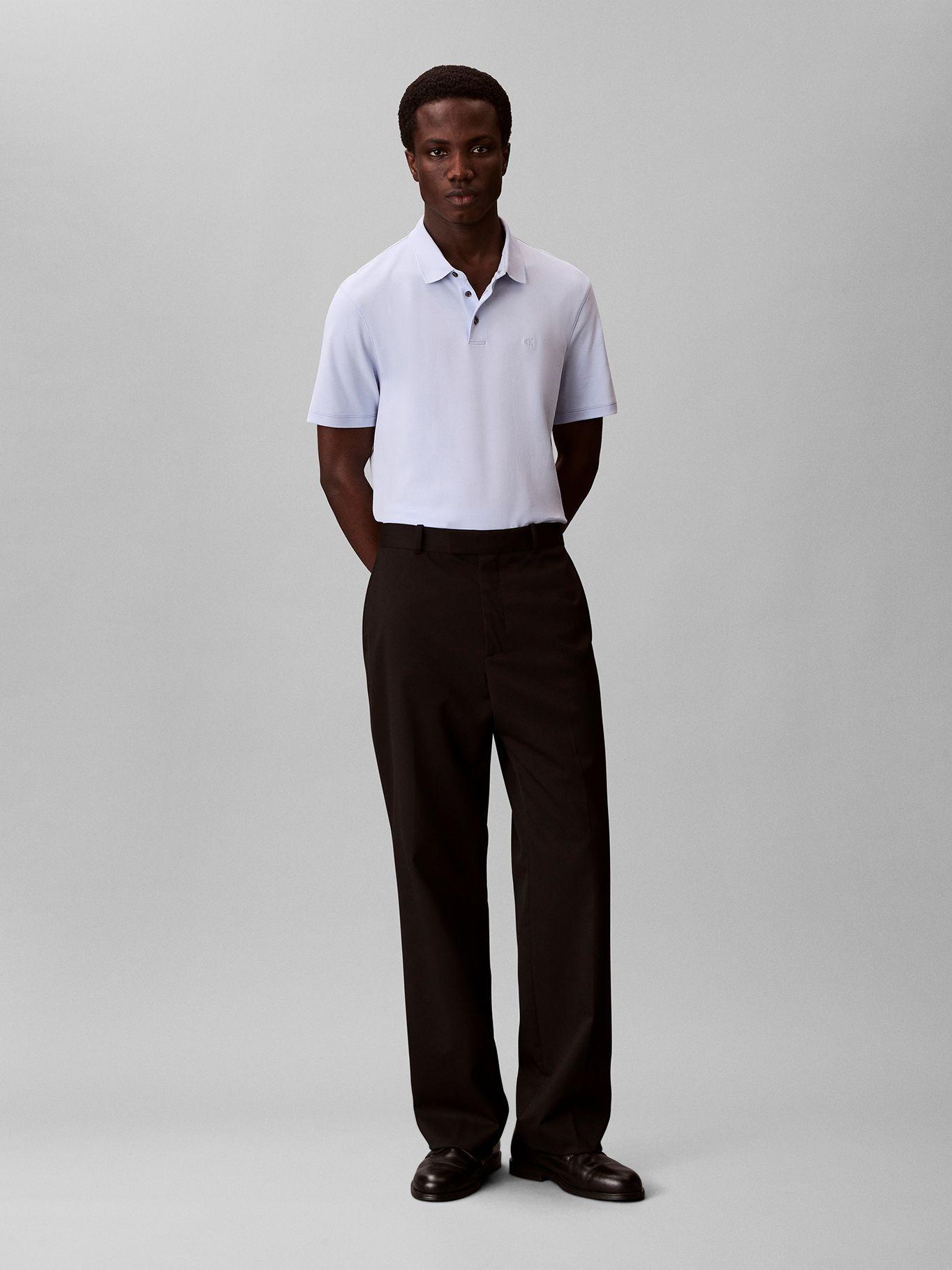 Polo de Algodón Pima Celeste Calvin Klein-1