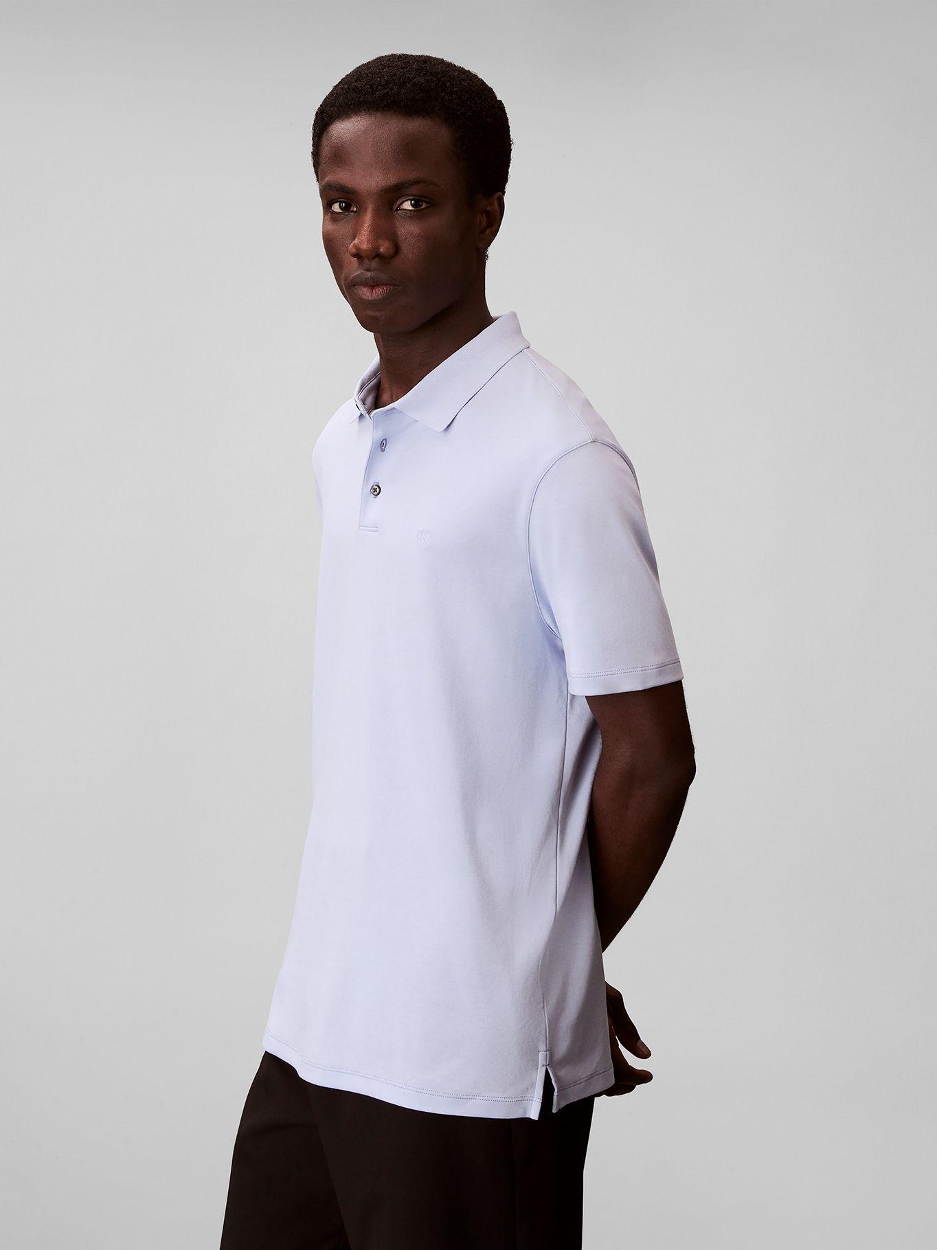 Polo de Algodón Pima Celeste Calvin Klein-3
