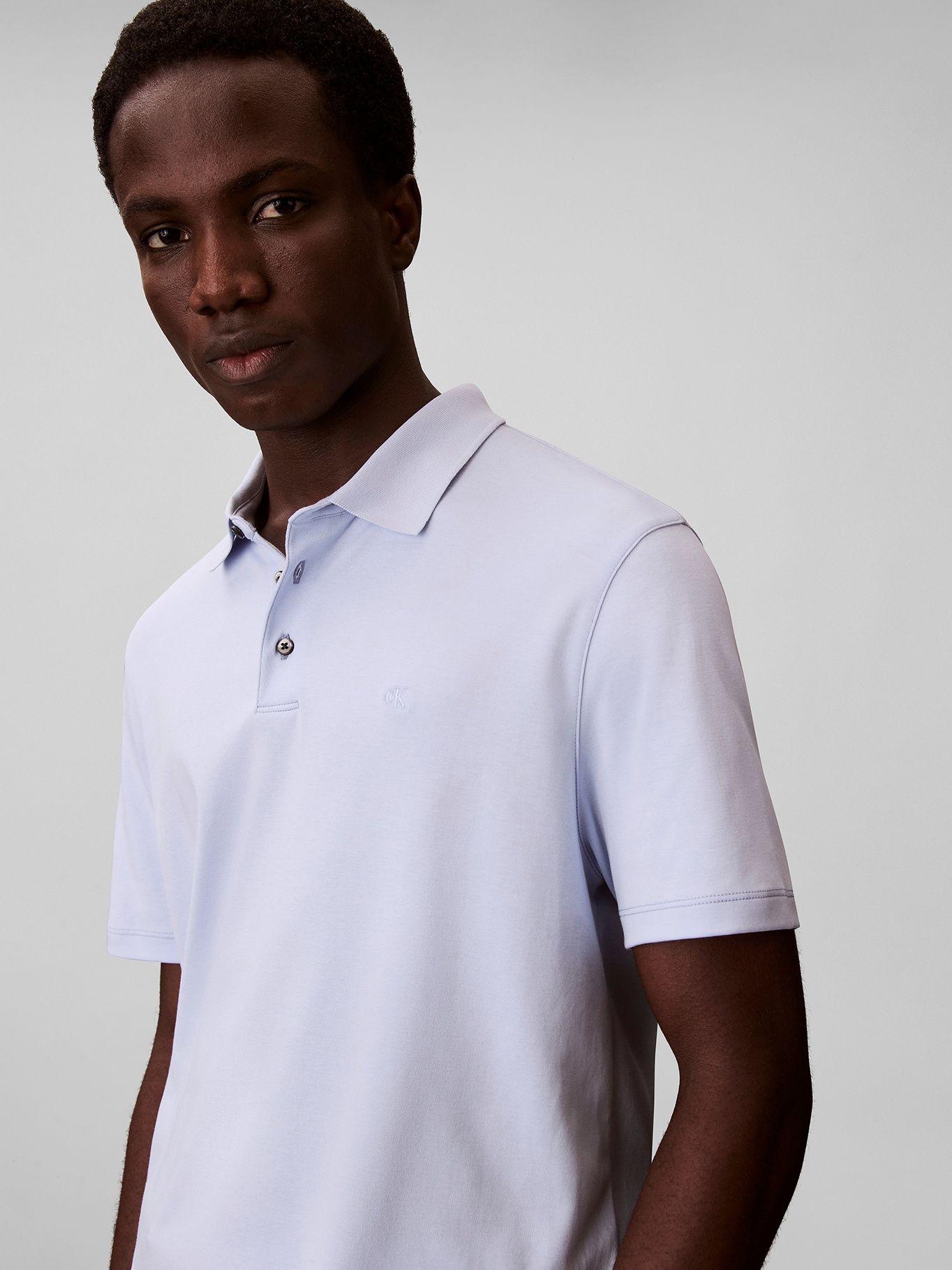 Polo de Algodón Pima Celeste Calvin Klein-4