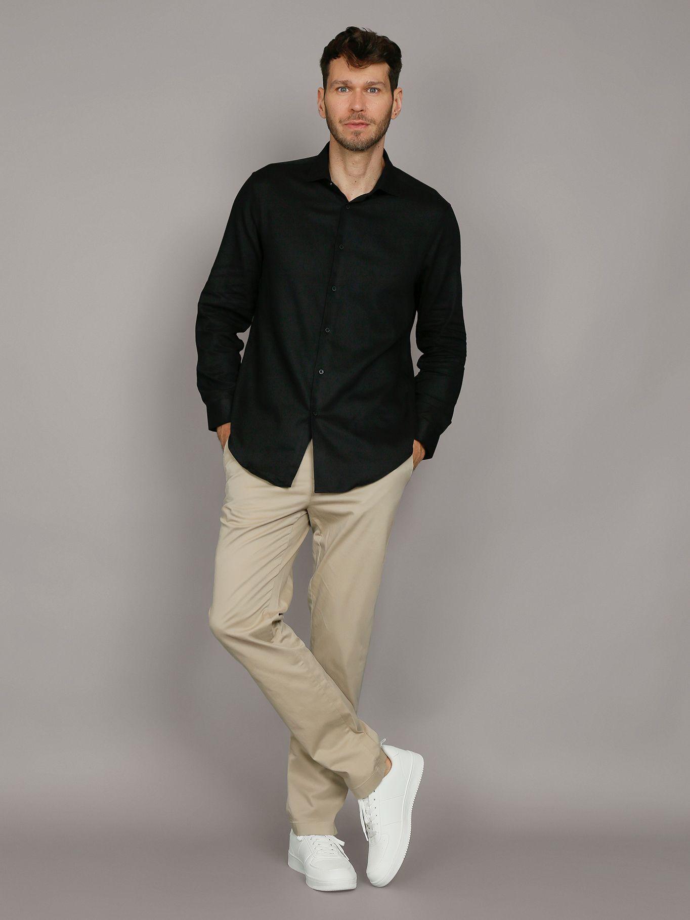 Camisa Slim Cotton Untucked Negro Calvin Klein-1
