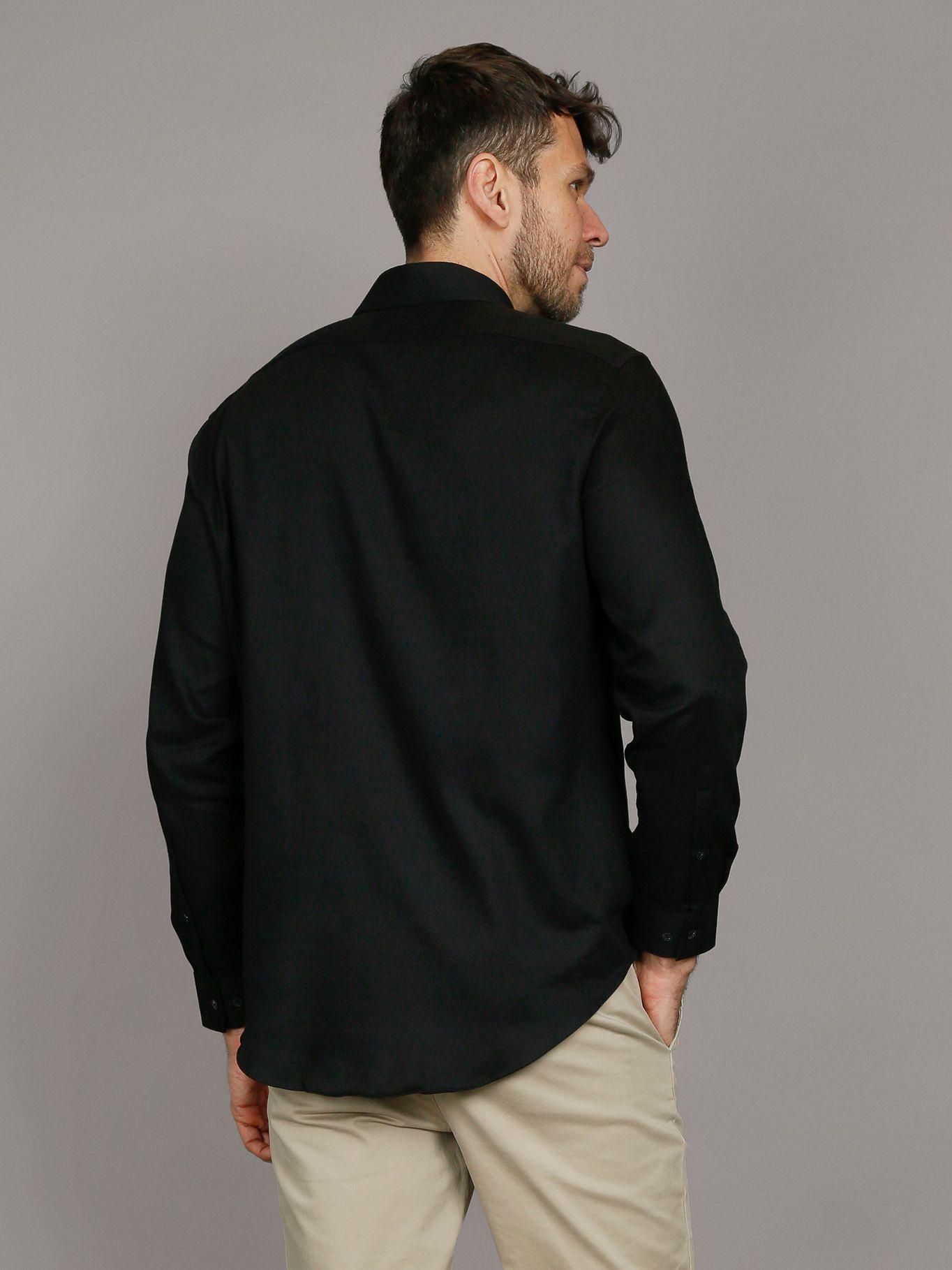 Camisa Slim Cotton Untucked Negro Calvin Klein-3