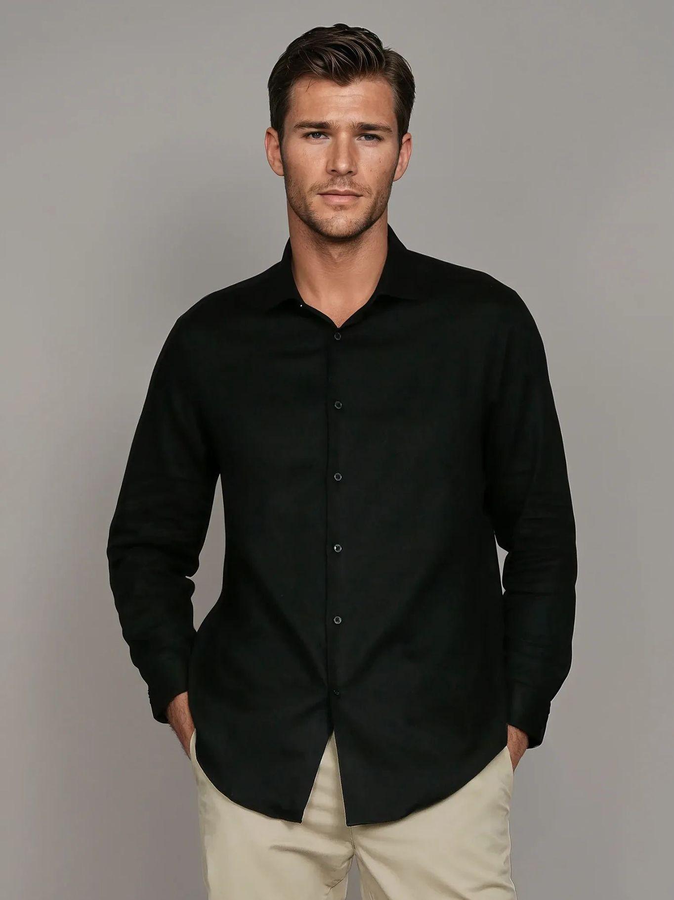 Camisa Slim Cotton Untucked Negro Calvin Klein-0