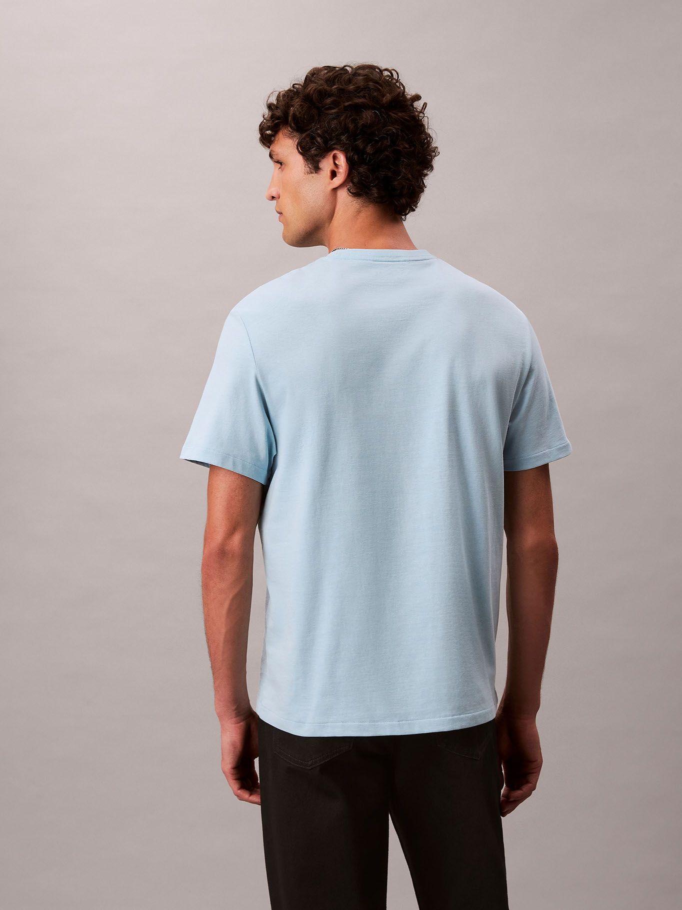 Polera Regular y Monograma Bordado Celeste Calvin Klein-2