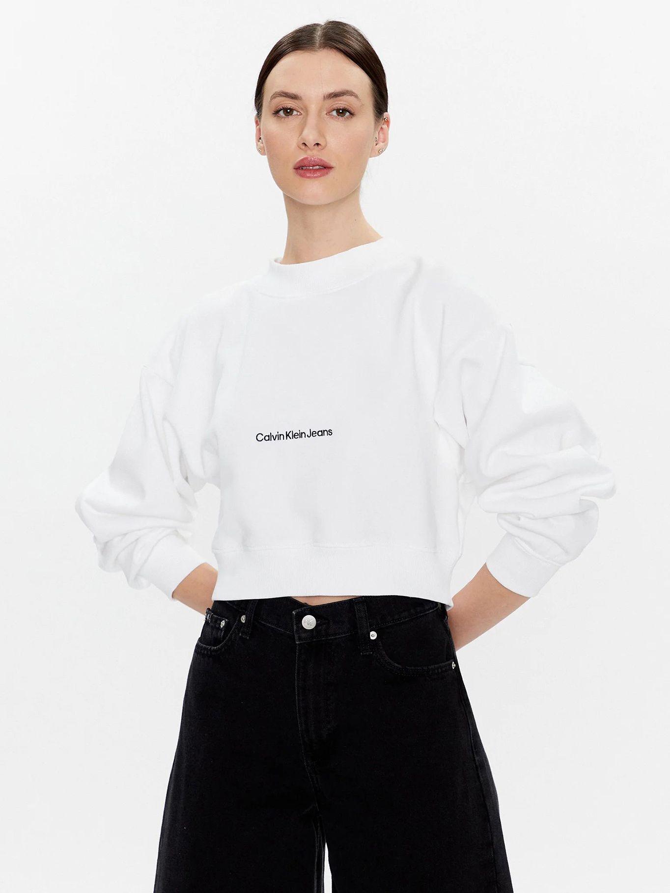 Sudadera Cropped Blanco Calvin Klein-0