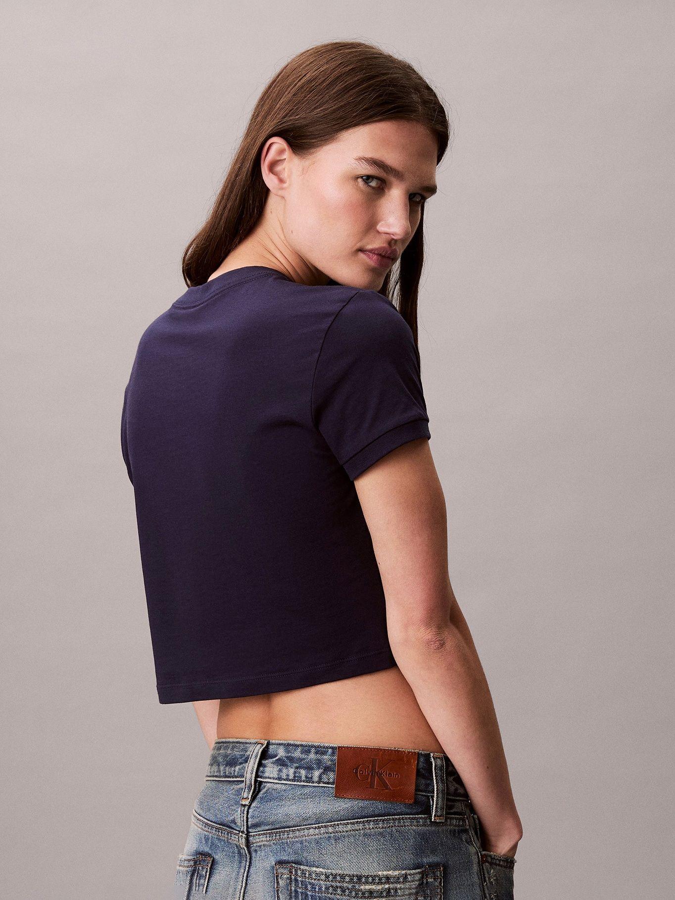 Polera Cropped con Logo Azul Calvin Klein-4