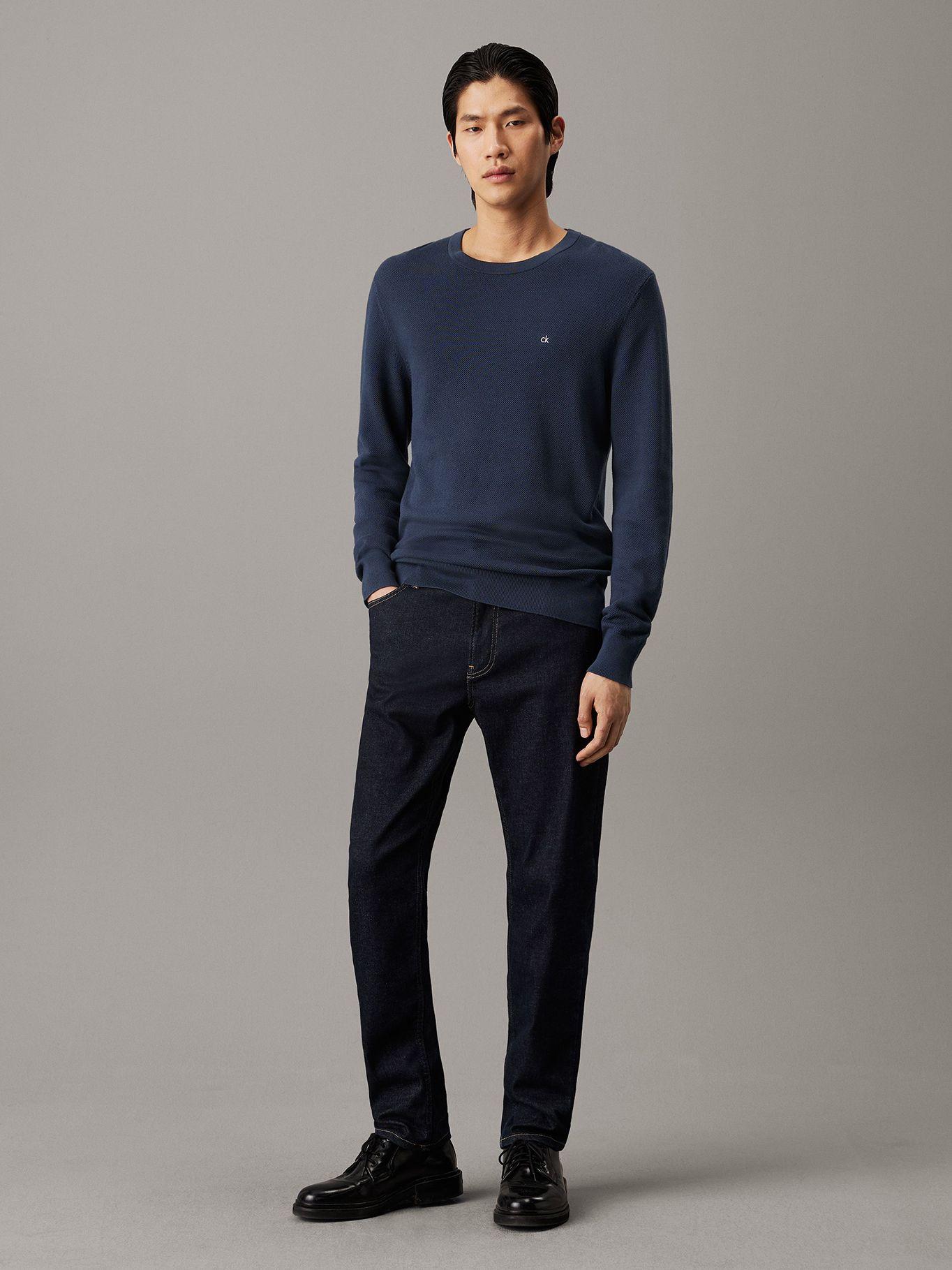 Sweater Micro Pique Structure Sweater Azul Calvin Klein-1
