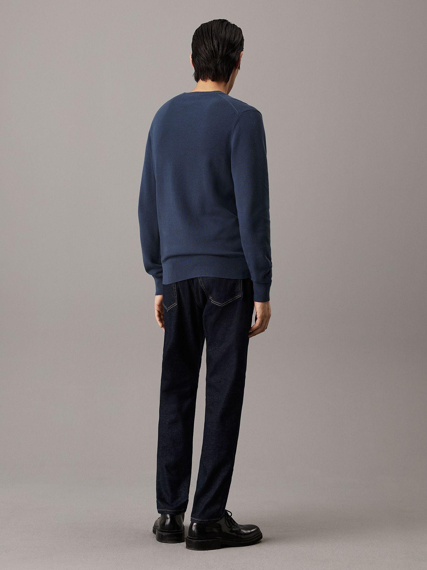Sweater Micro Pique Structure Sweater Azul Calvin Klein-2
