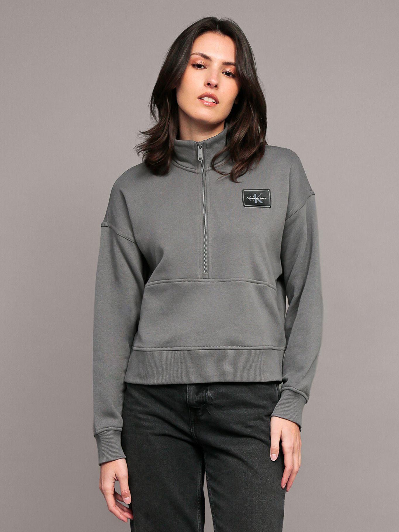 Polerón de felpa con cierre parcial Gris Calvin Klein-0