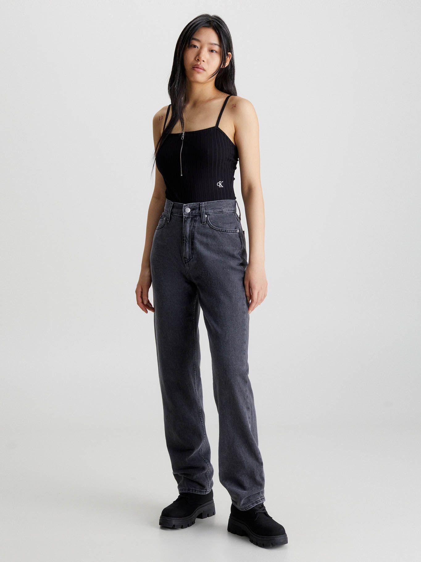 Bodi con cremallera de punto de canalé Negro Calvin Klein-1