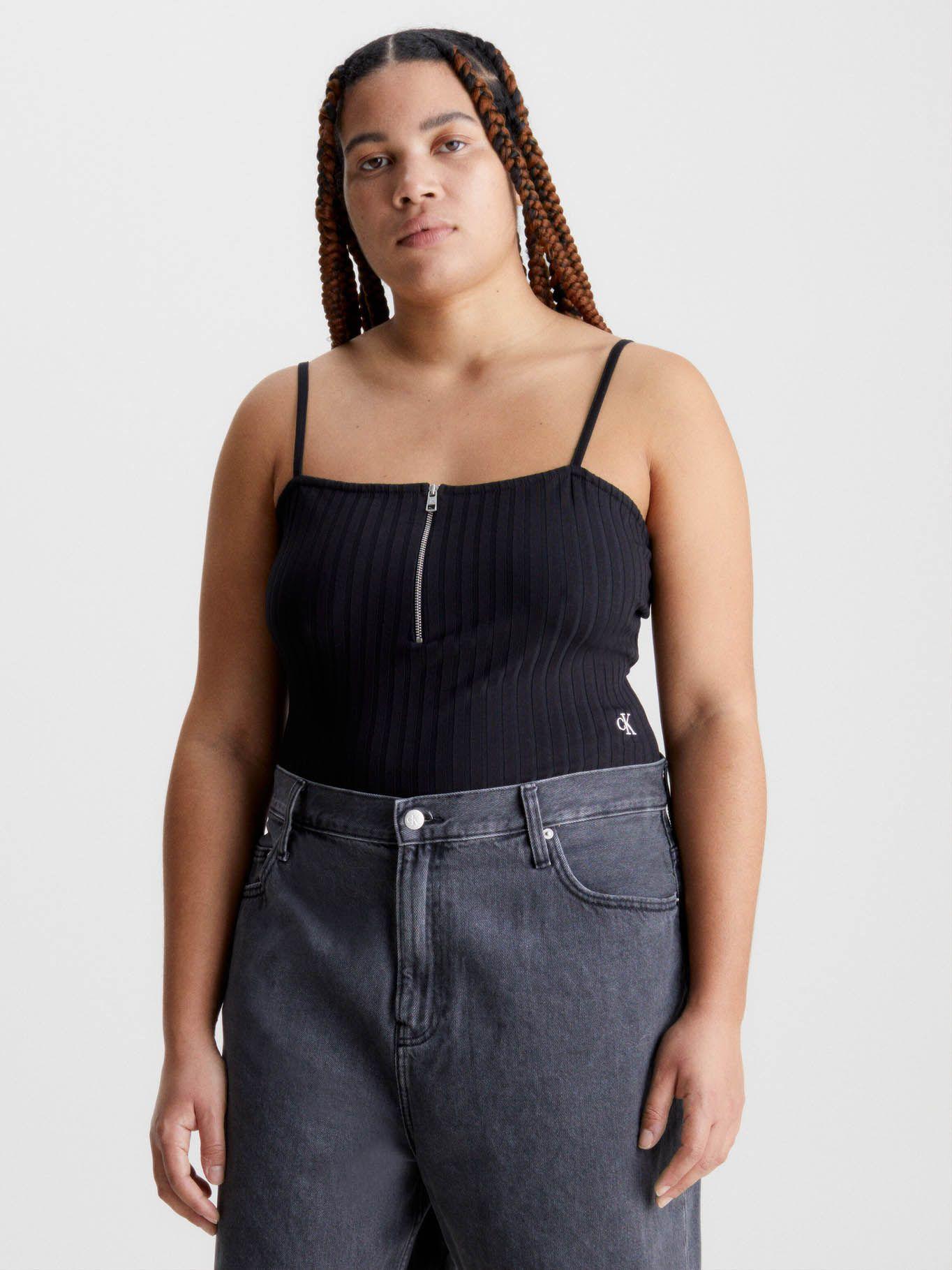 Bodi con cremallera de punto de canalé Negro Calvin Klein-4