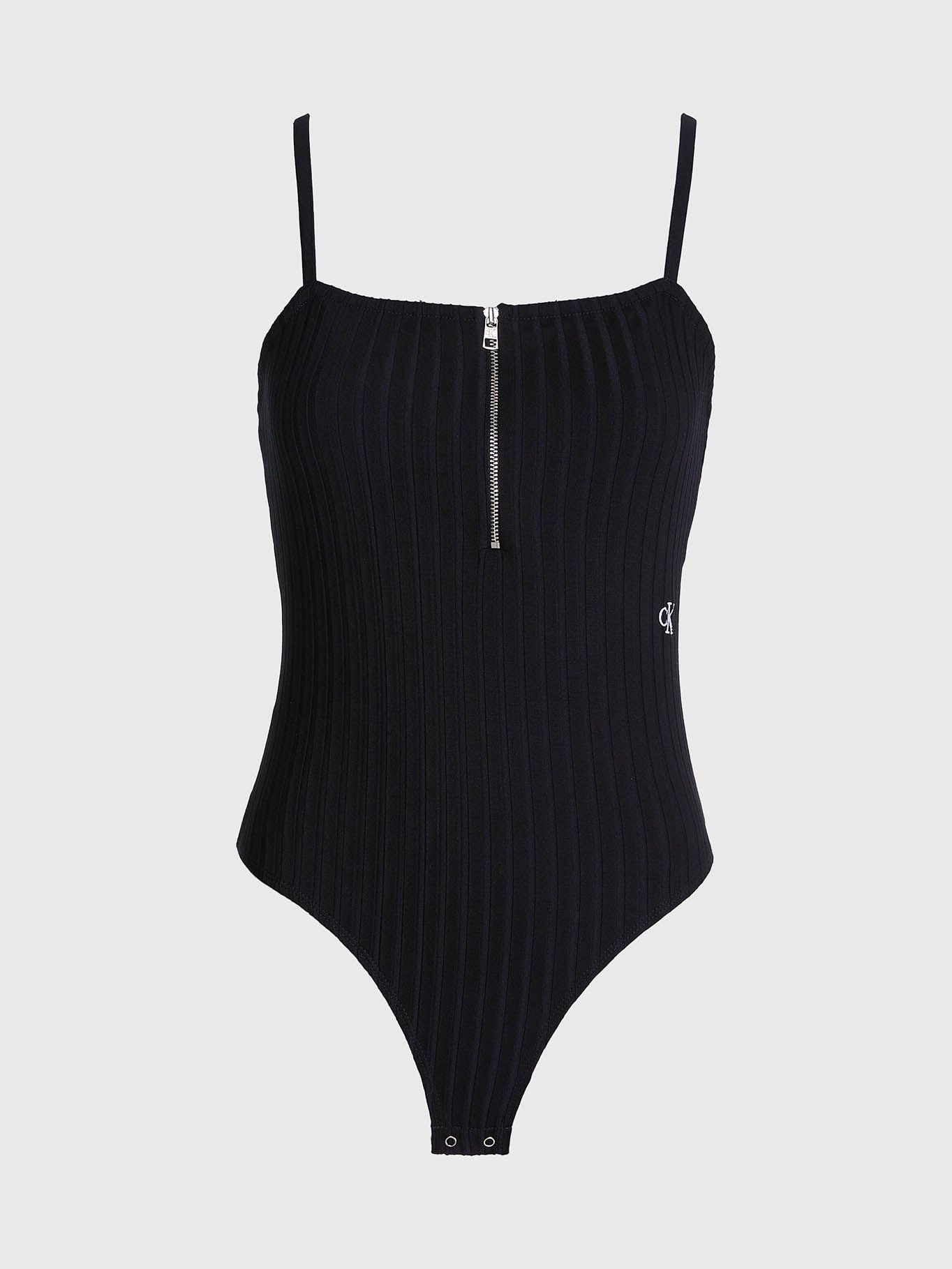 Bodi con cremallera de punto de canalé Negro Calvin Klein-5