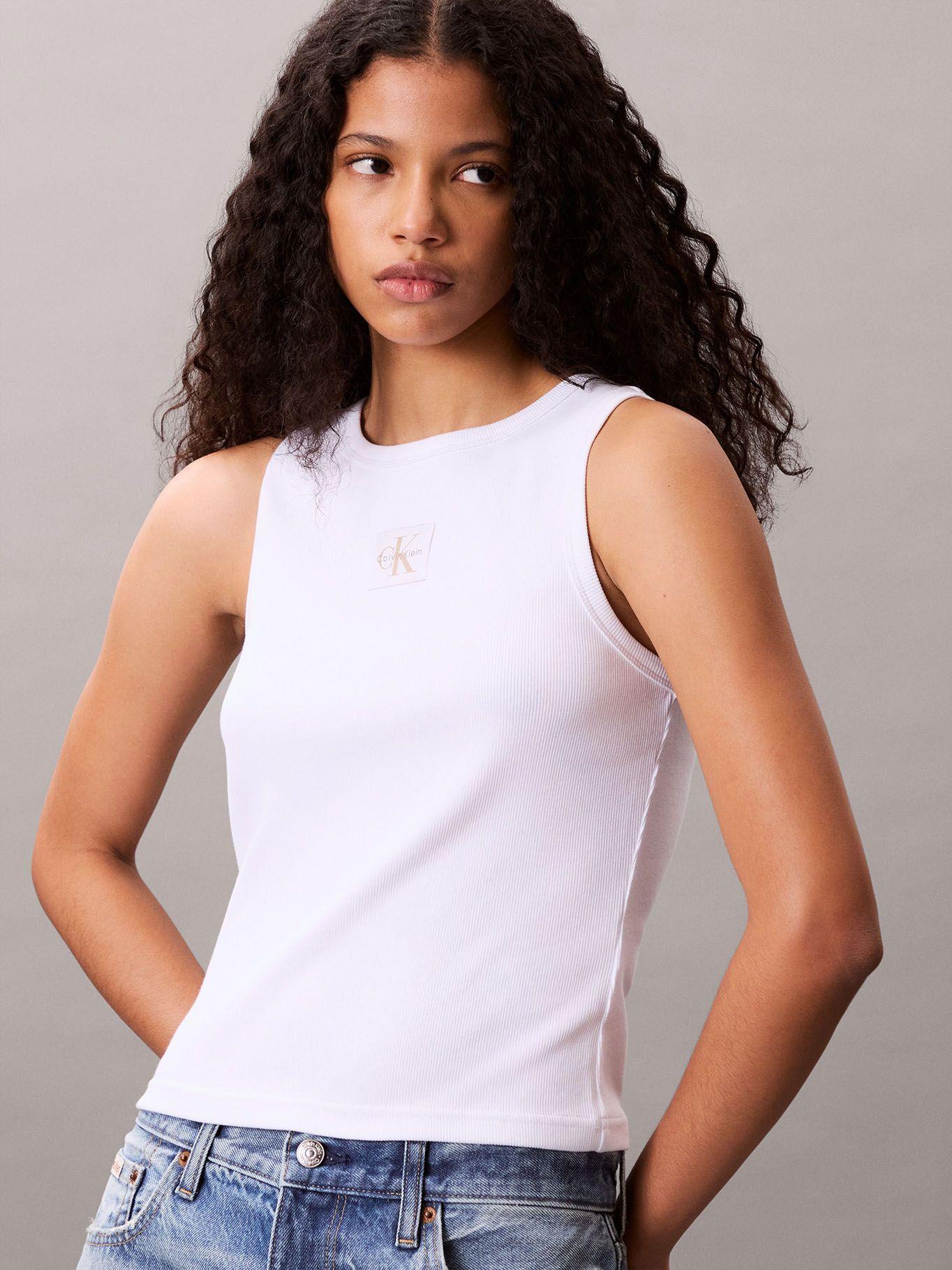 Polera Woven Label Blanco Calvin Klein-4