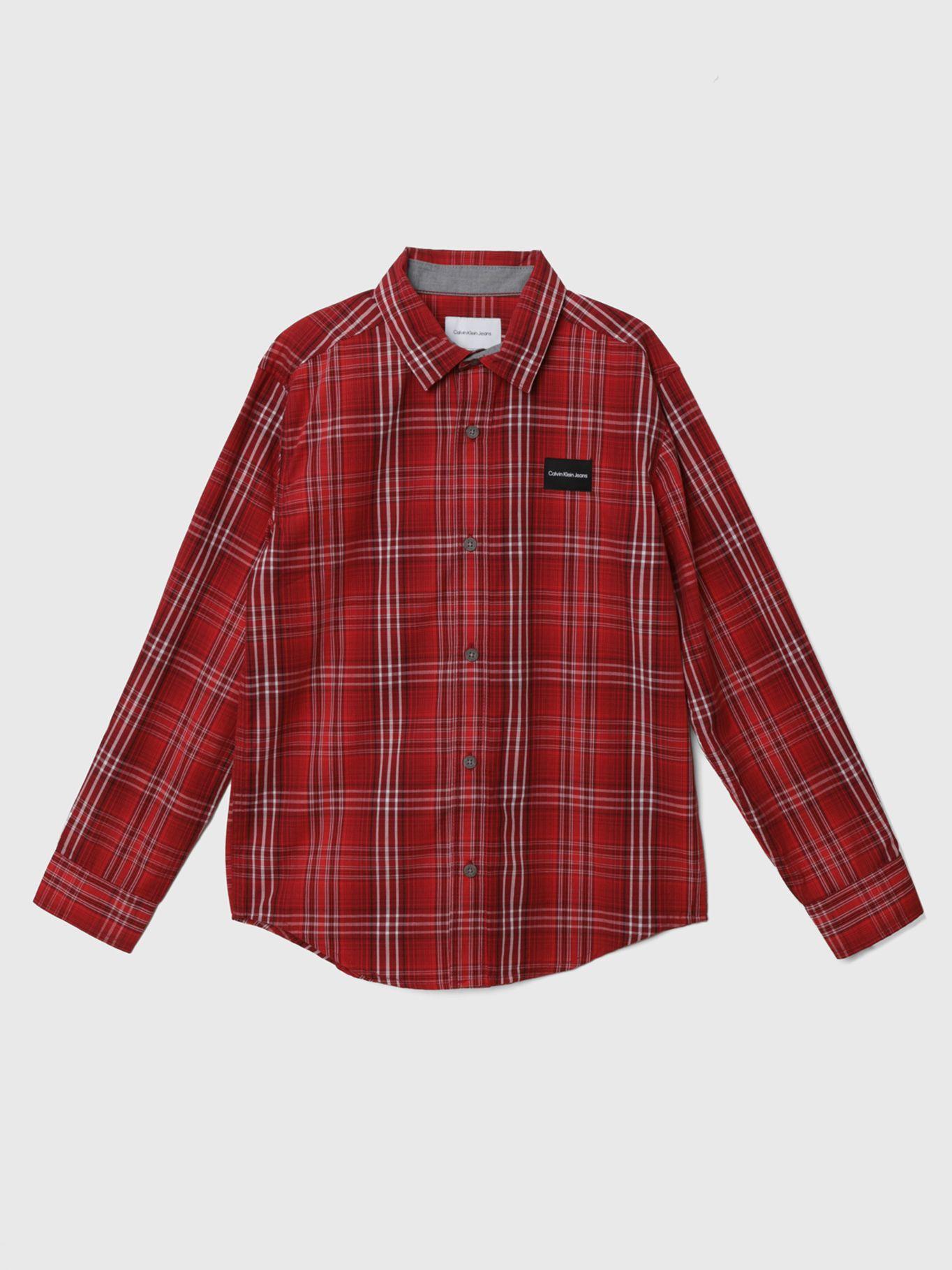 Camisa Niño Yarn-Dyed Plaid Rojo Calvin Klein-0