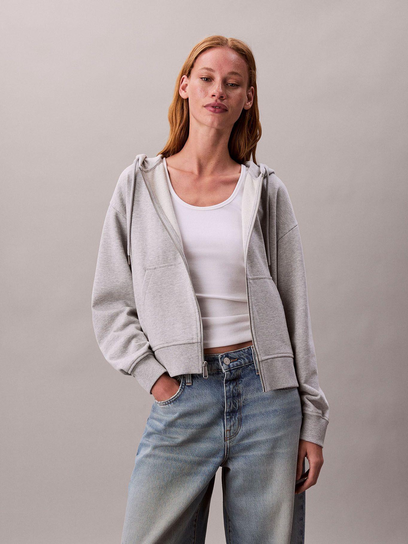 Polerón Gorro y Cierre de Cremallera Gris Calvin Klein-0