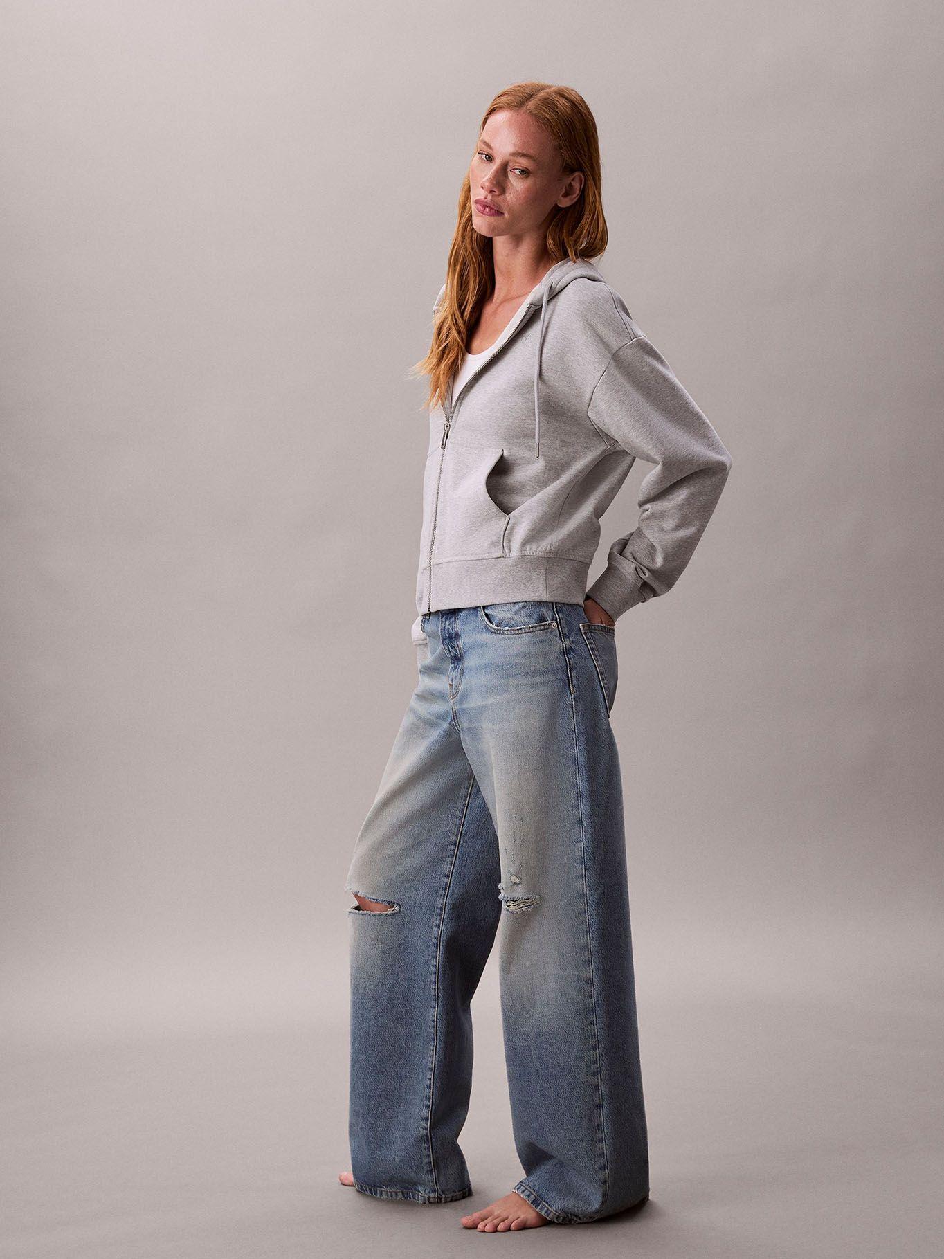 Polerón Gorro y Cierre de Cremallera Gris Calvin Klein-1