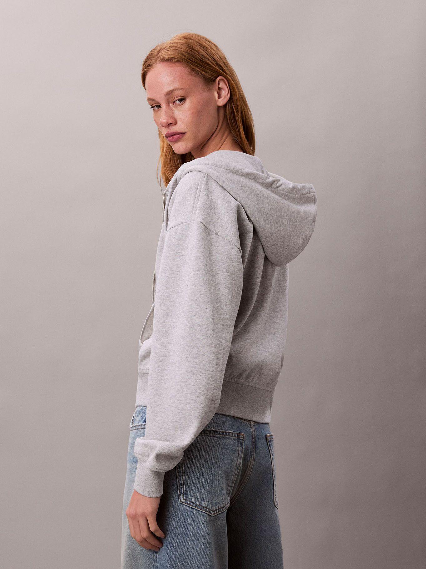 Polerón Gorro y Cierre de Cremallera Gris Calvin Klein-2