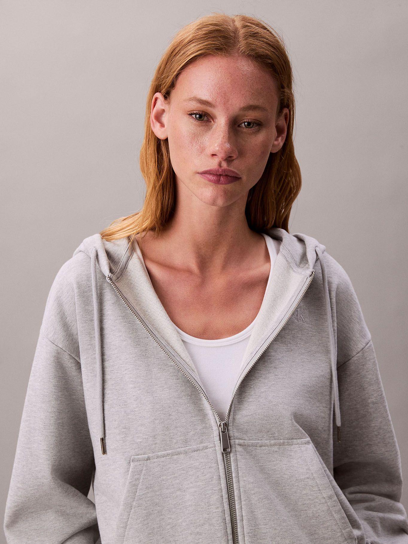 Polerón Gorro y Cierre de Cremallera Gris Calvin Klein-3