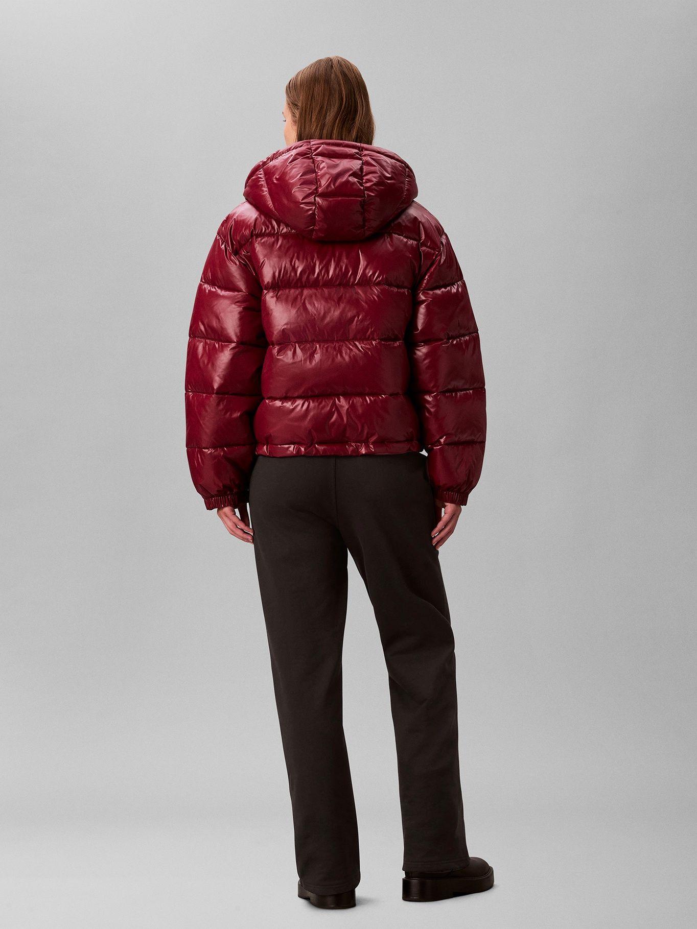 Parka Puffer Brillante con Gorro Rojo Calvin Klein-2
