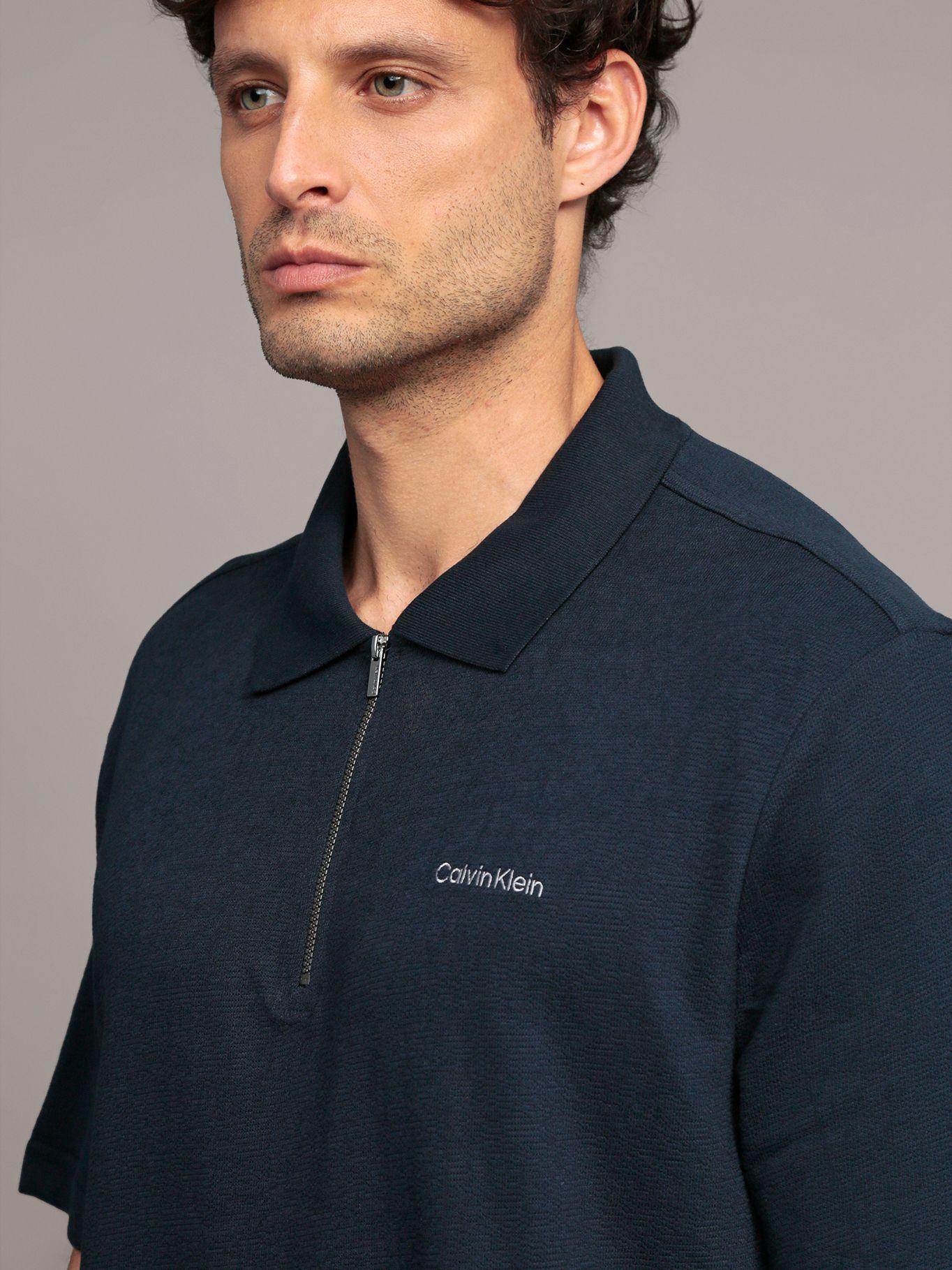 Polo relaxed con tejido crepe Azul Calvin Klein-4