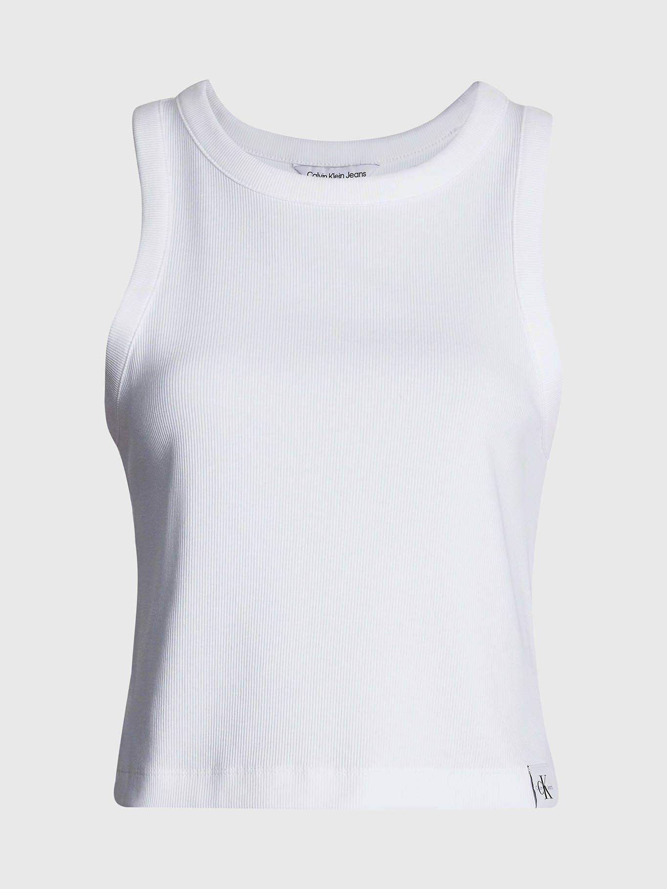 Camiseta de tirantes de canalé de algodón Blanco Calvin Klein-5