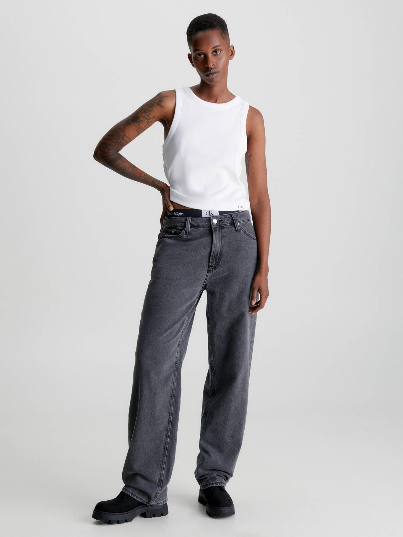Camiseta de tirantes de canalé de algodón Blanco Calvin Klein-1