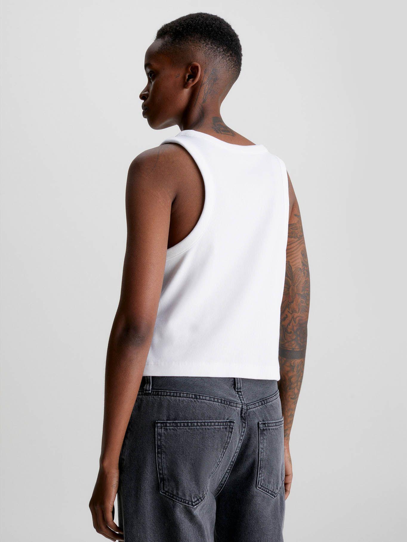 Camiseta de tirantes de canalé de algodón Blanco Calvin Klein-2