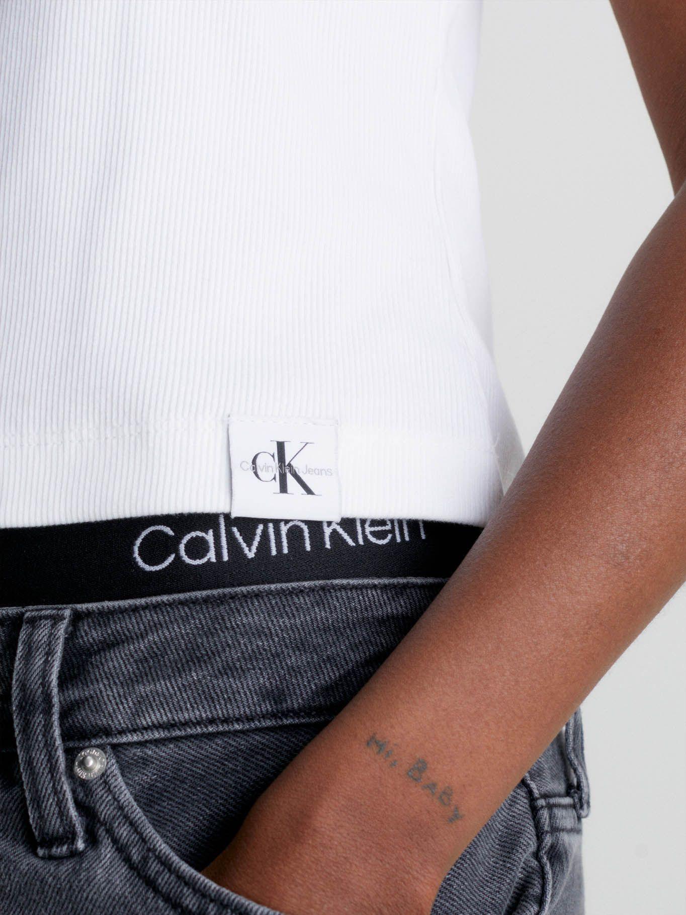 Camiseta de tirantes de canalé de algodón Blanco Calvin Klein-3