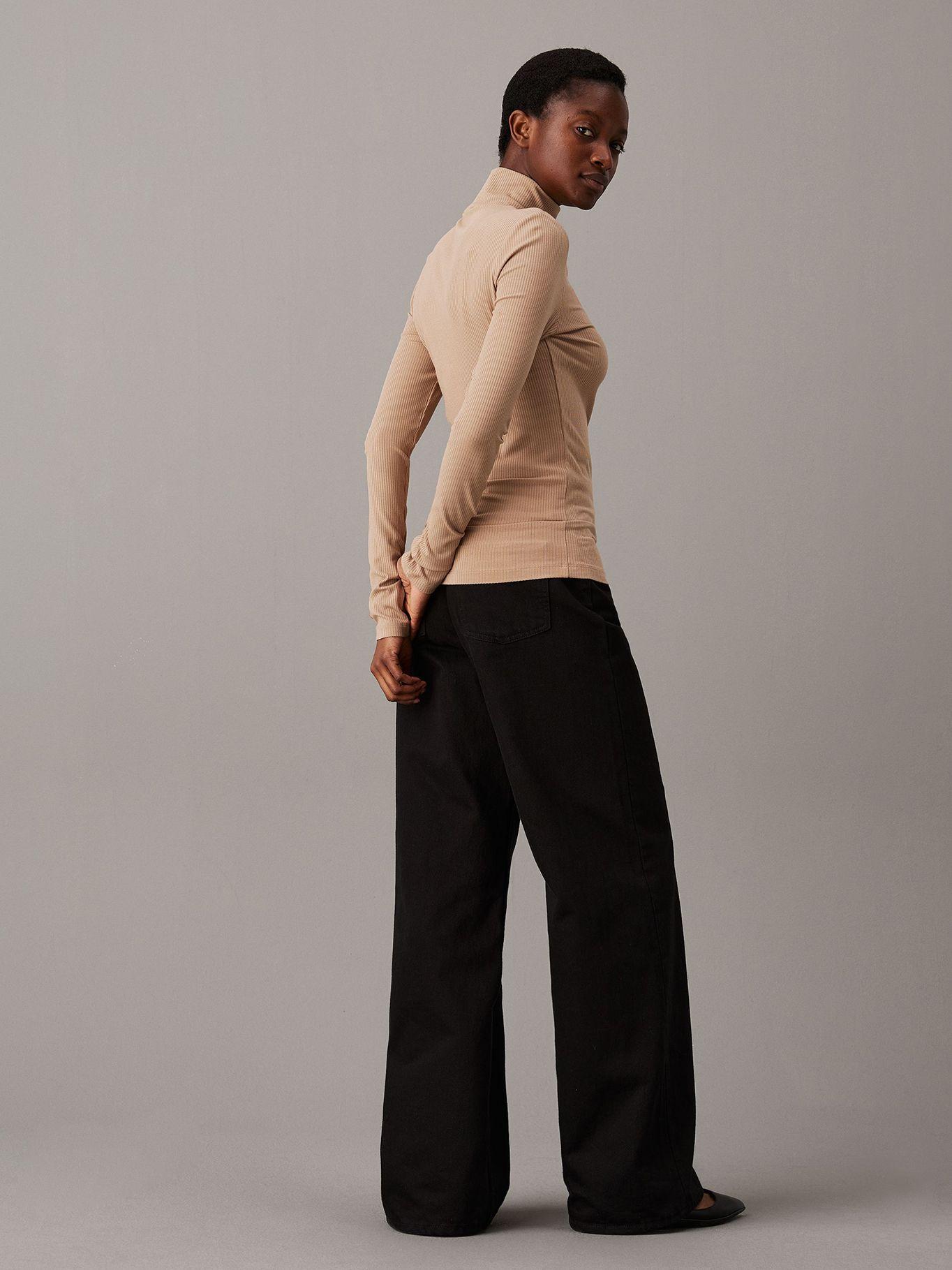 Sweater Modal Rib Mock Neck Beige Calvin Klein-2