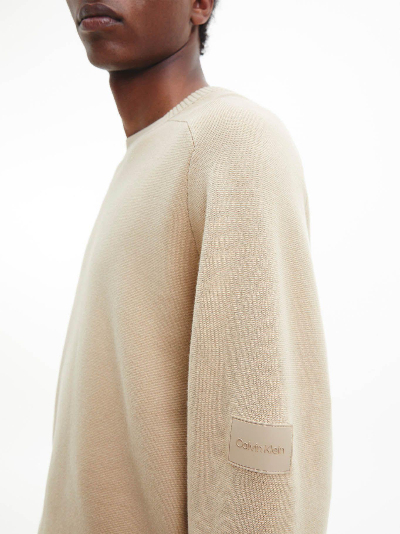 Súeter manga larga con cuello redondo y logo Beige Calvin Klein-3