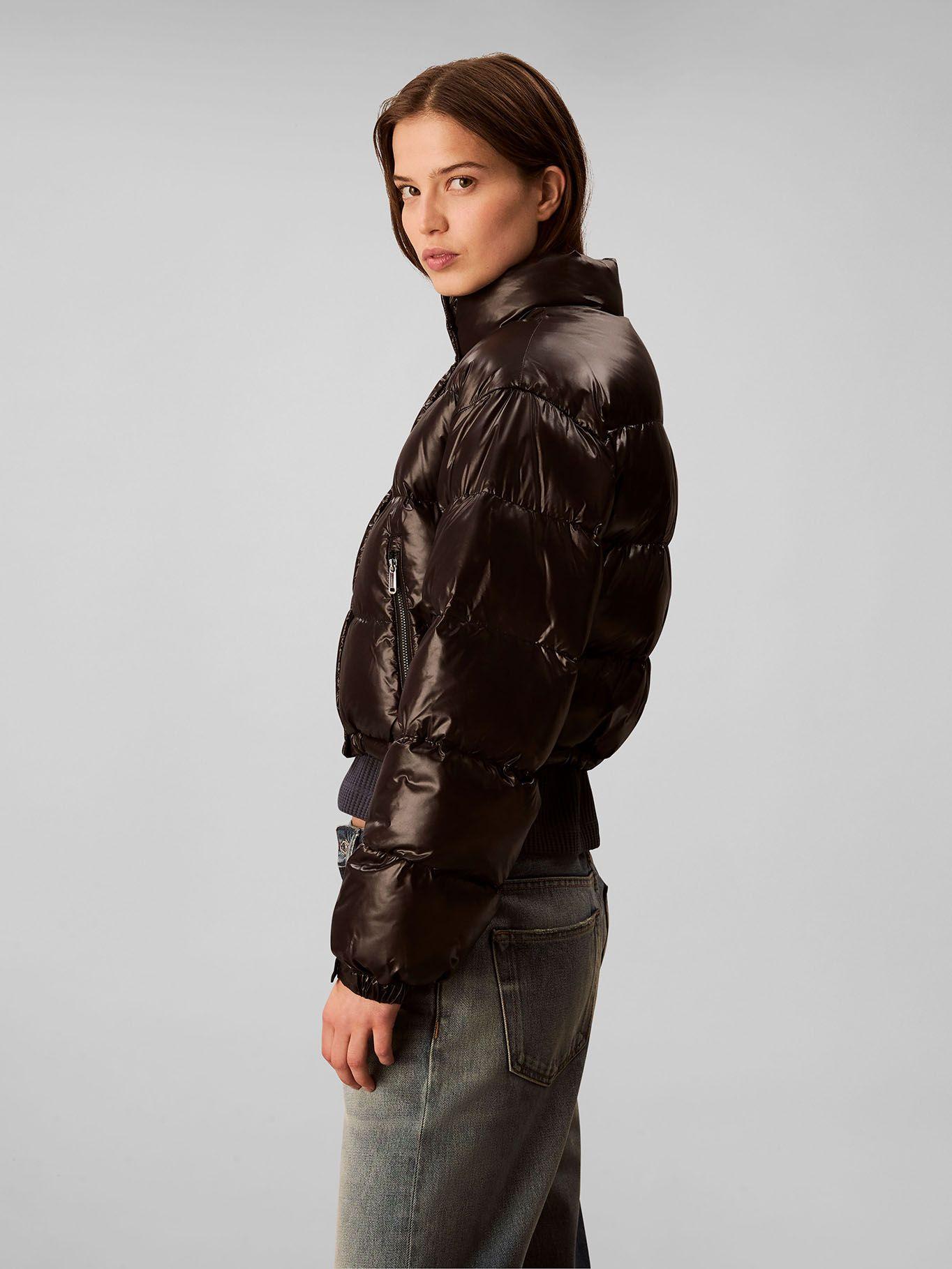 Parka Acolchada Cropped Satinado Negro Calvin Klein-3