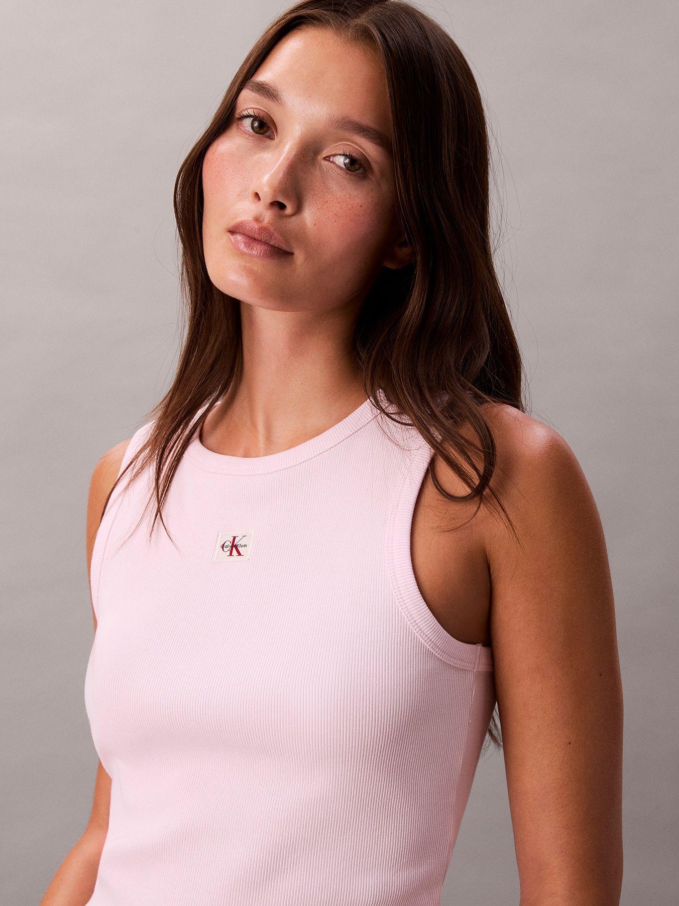 Polera Woven Label Rosado Calvin Klein-4