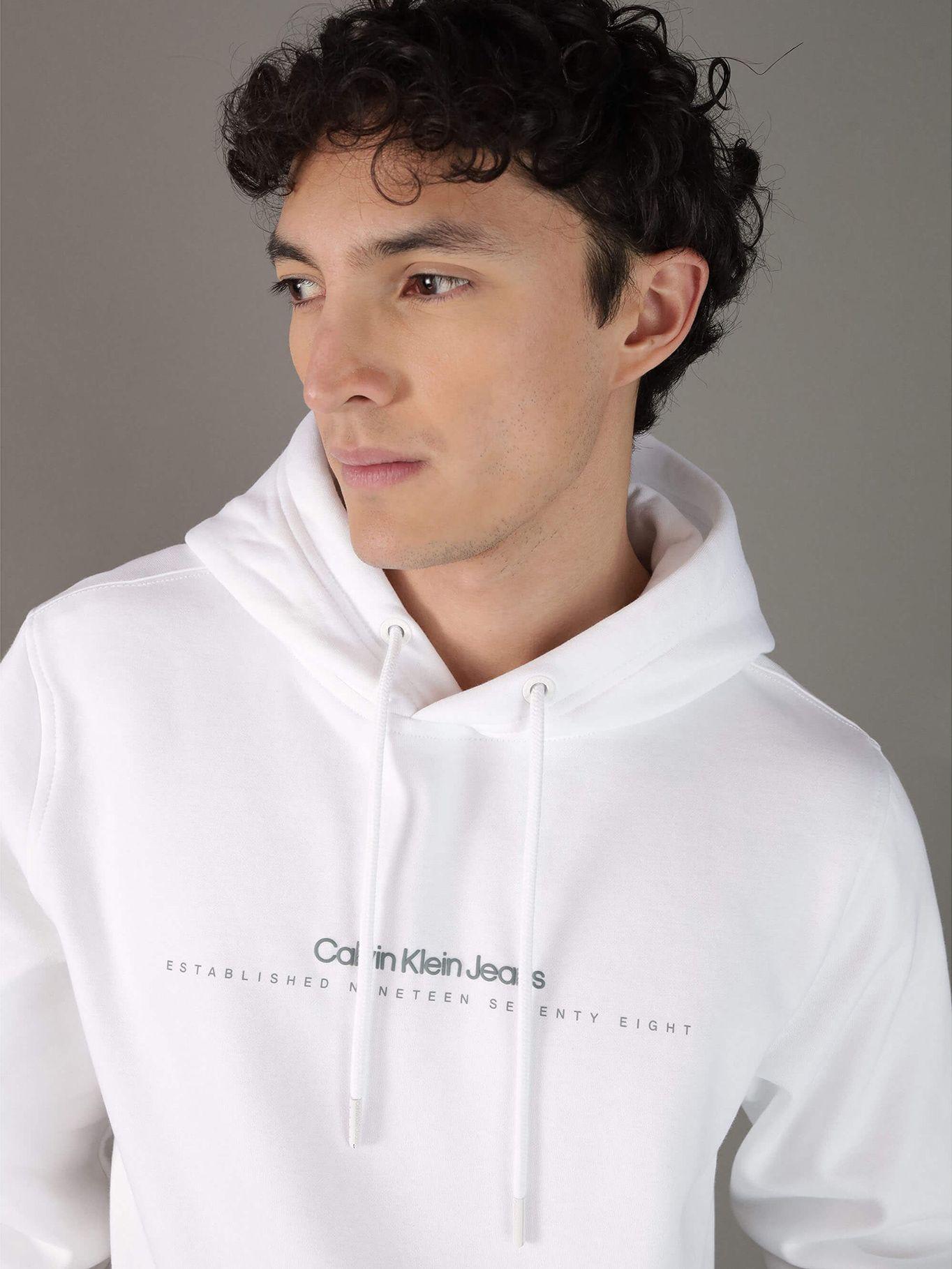 Polerón con gorro y logo pequeño Blanco Calvin Klein-3
