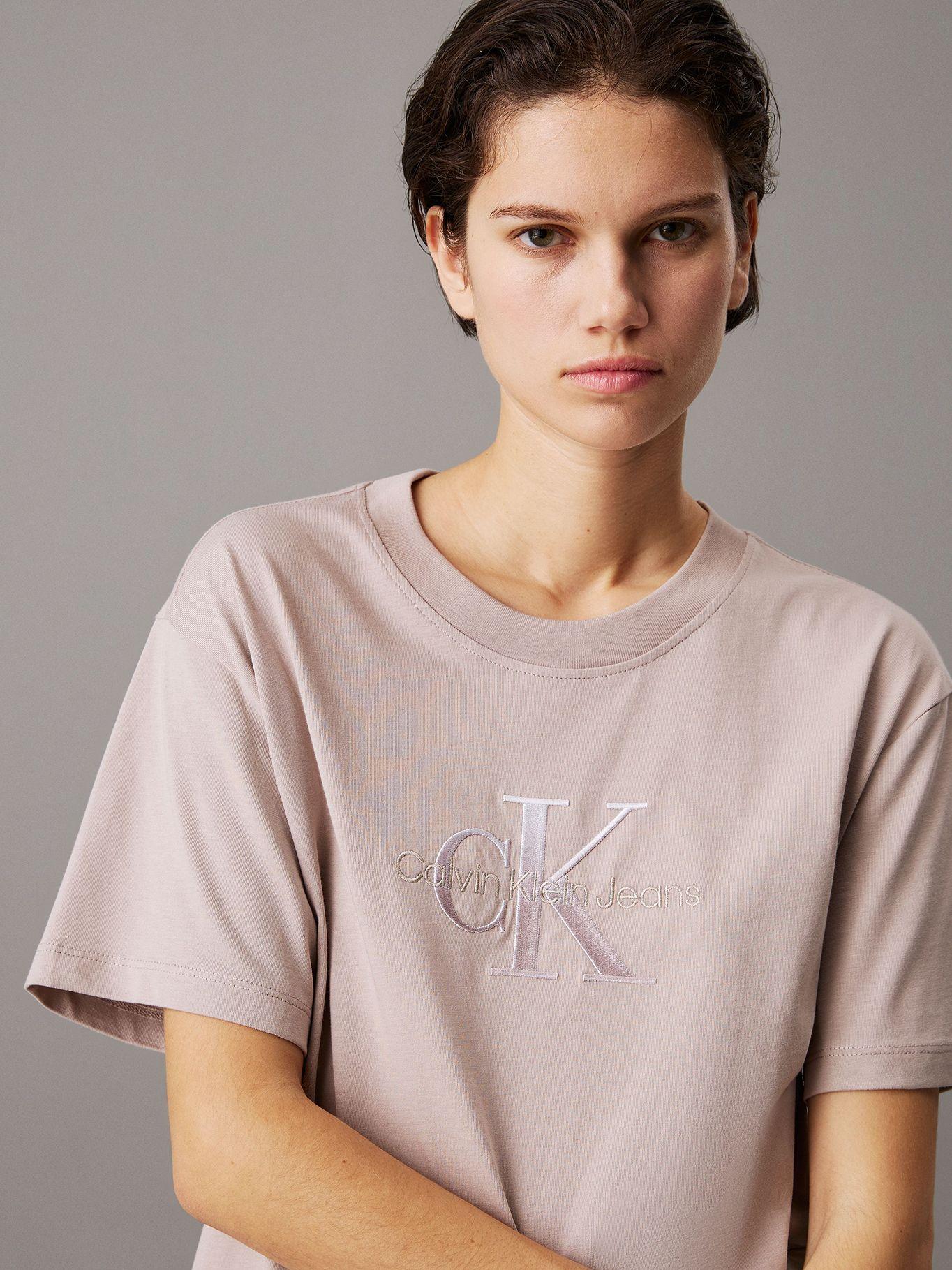 Polera holgada con monograma Gris Calvin Klein-3