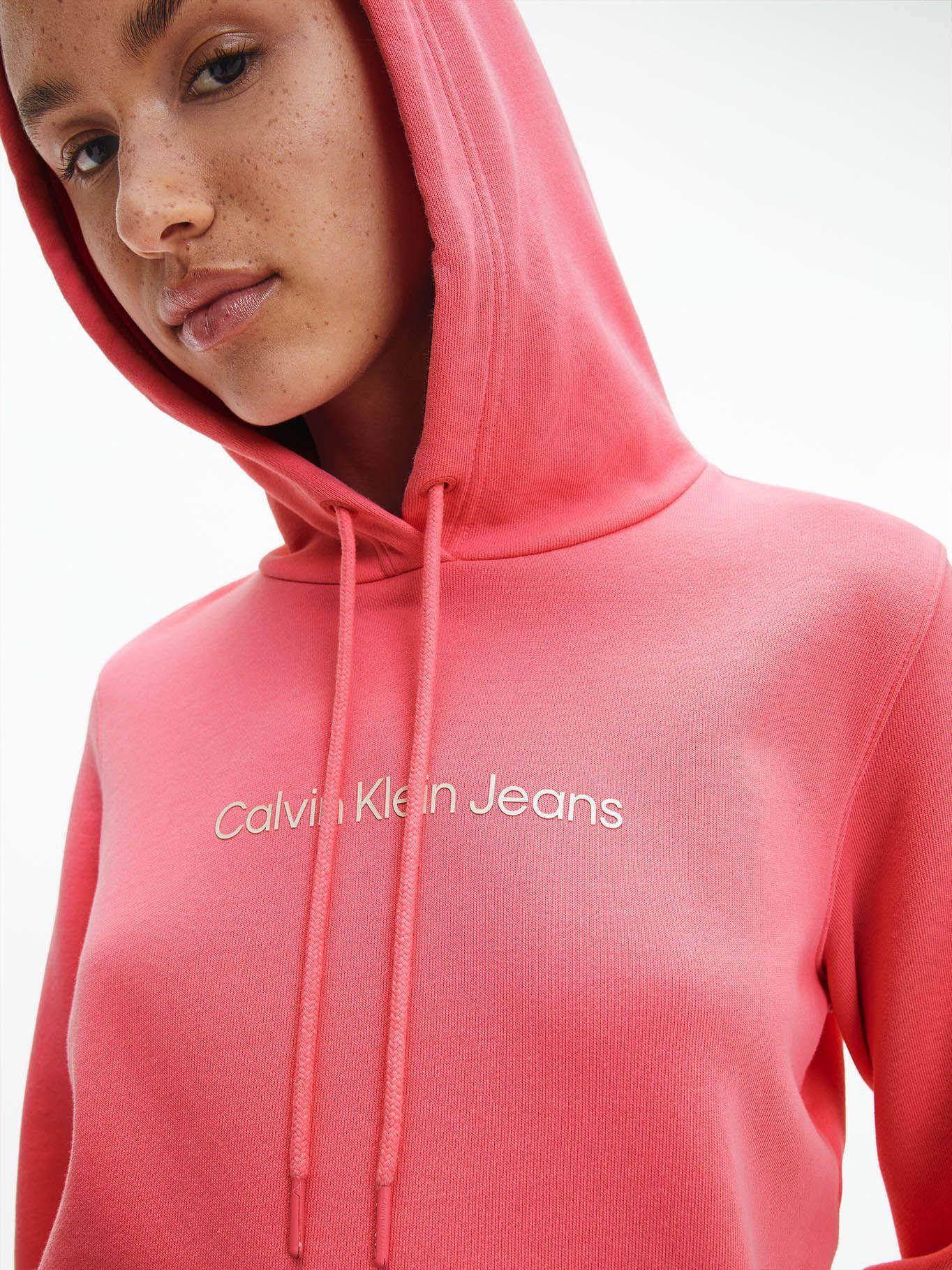Hoodie Shrunken Institutional Rosa Calvin Klein-3