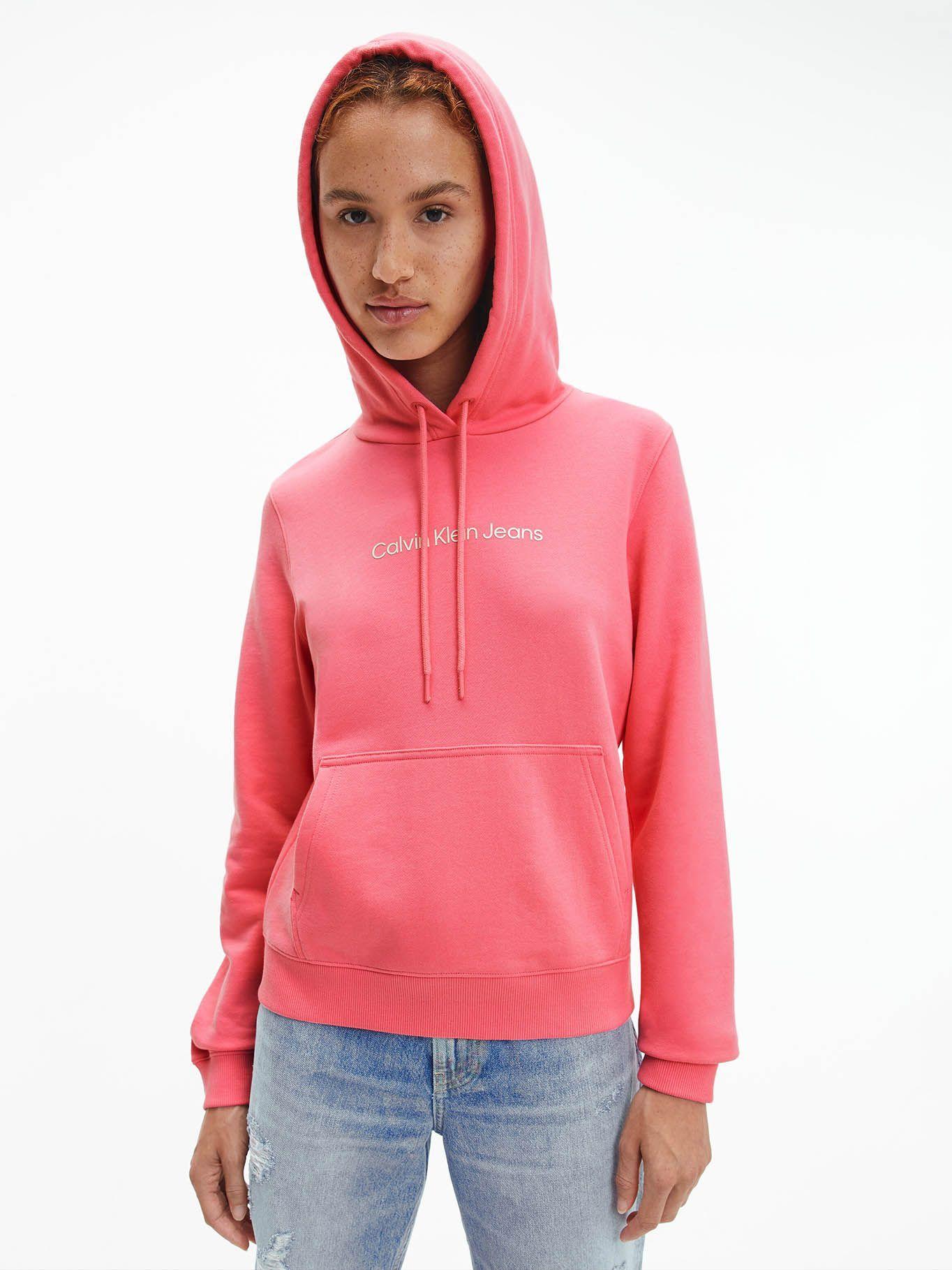 Hoodie Shrunken Institutional Rosa Calvin Klein-0