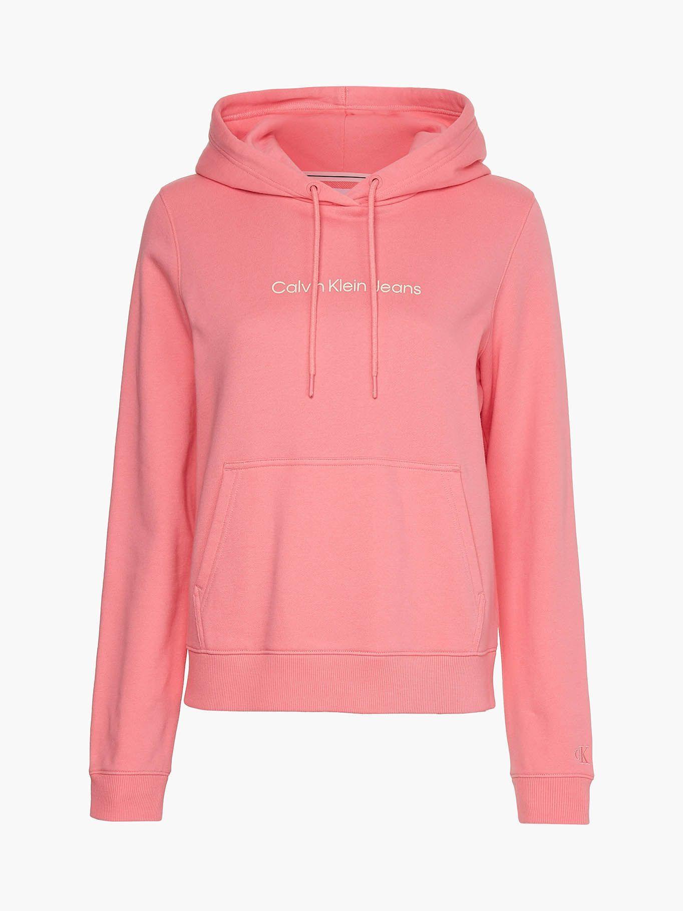 Hoodie Shrunken Institutional Rosa Calvin Klein-4