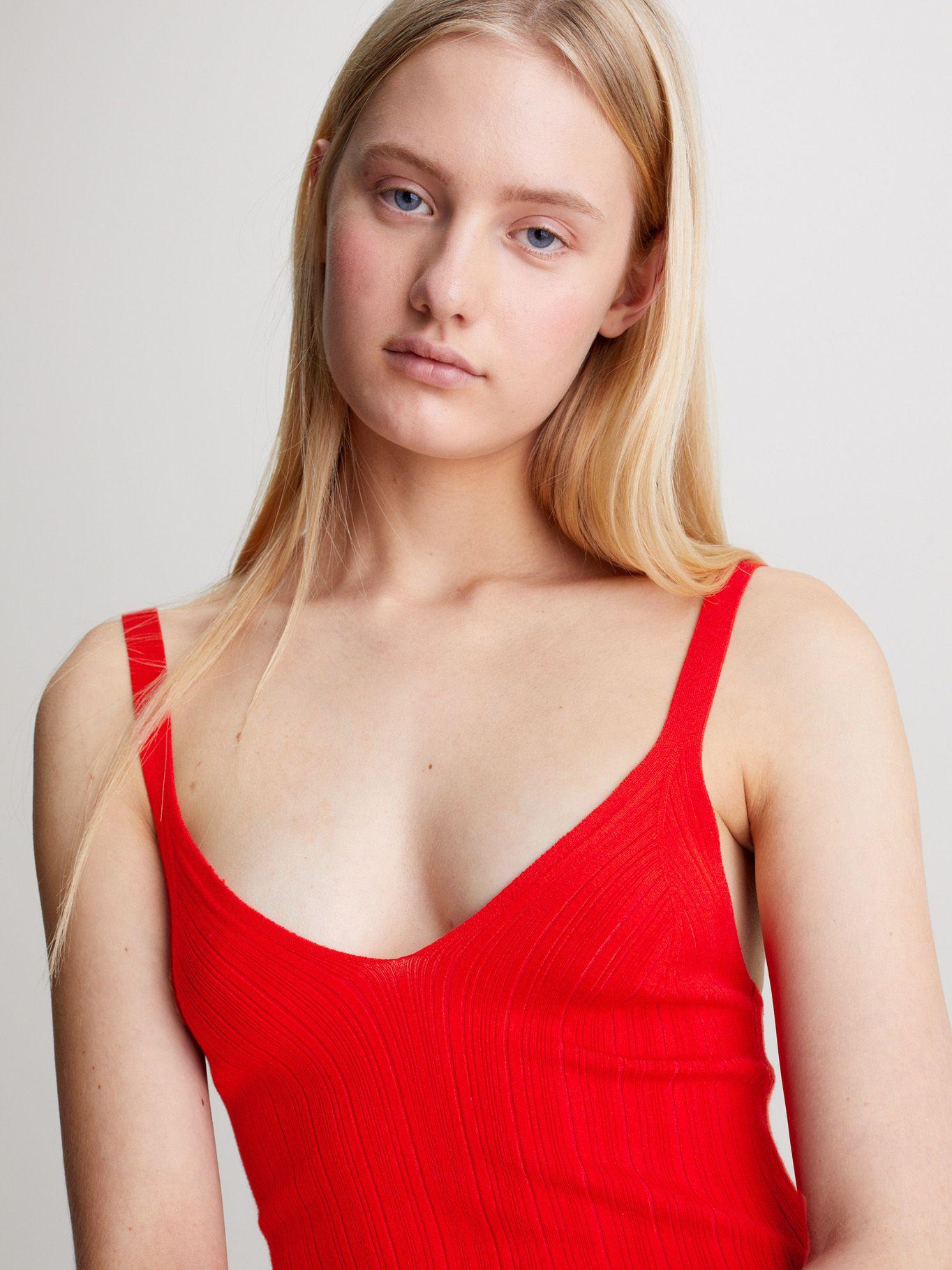 Vestido Woven Label Rojo Calvin Klein-2