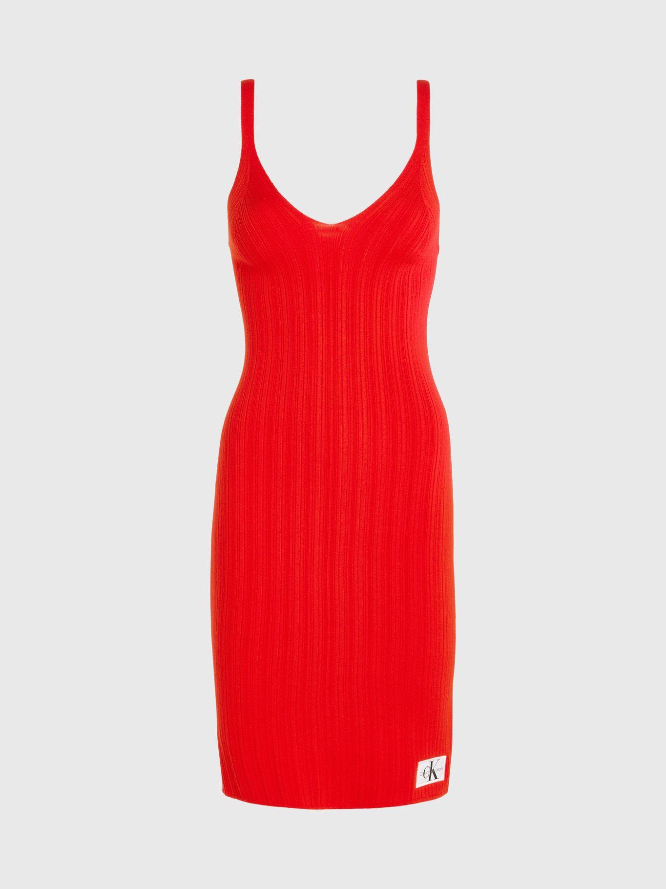 Vestido Woven Label Rojo Calvin Klein-4