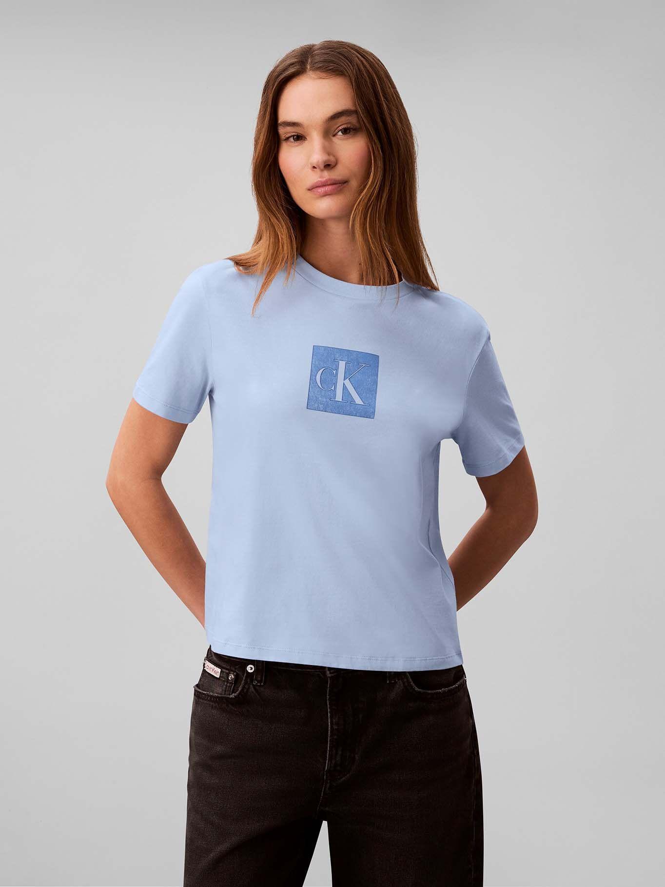 Polera Clásica con Monograma Celeste Calvin Klein-0