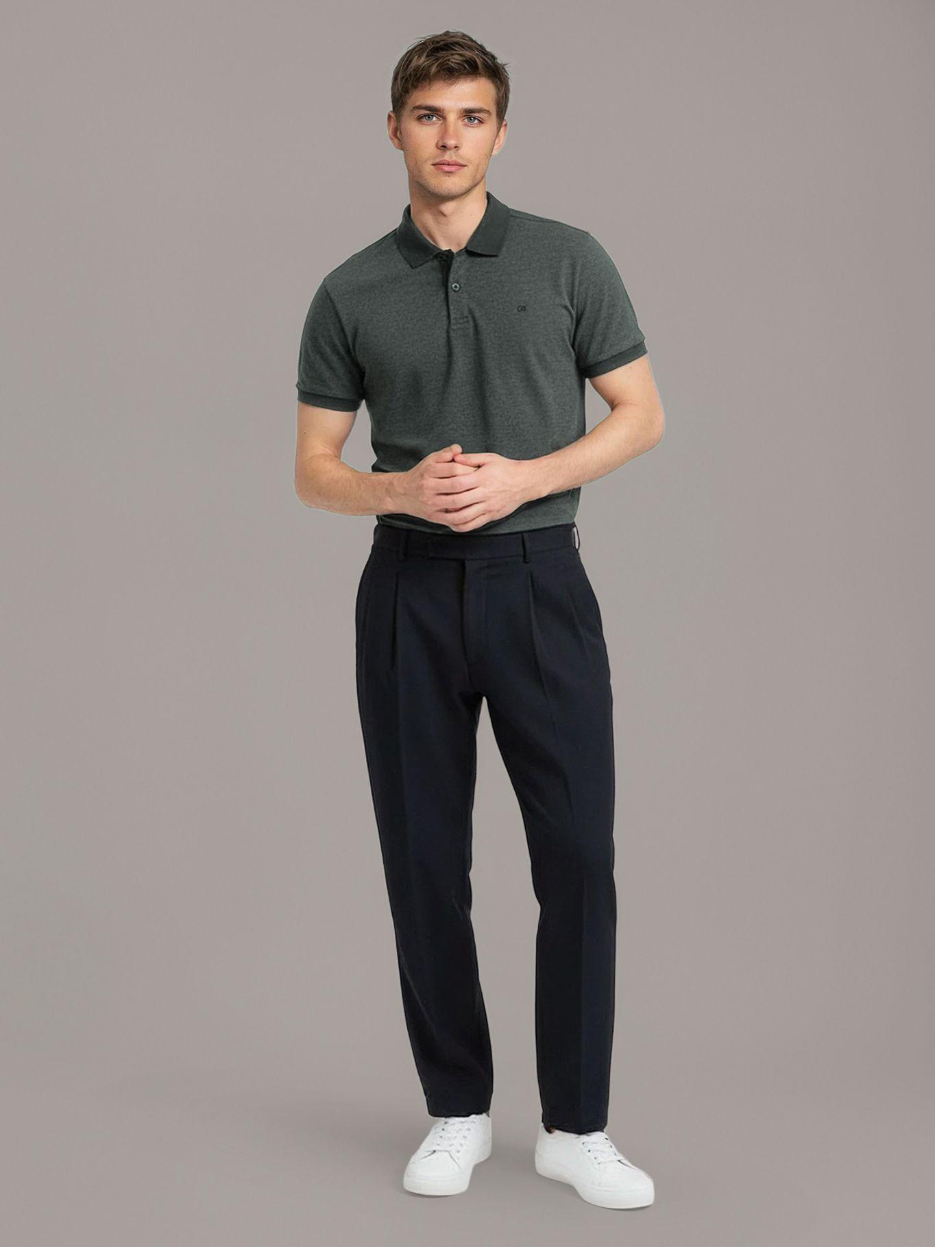 Polo Jacquard con Micro Logo Gris Calvin Klein-1