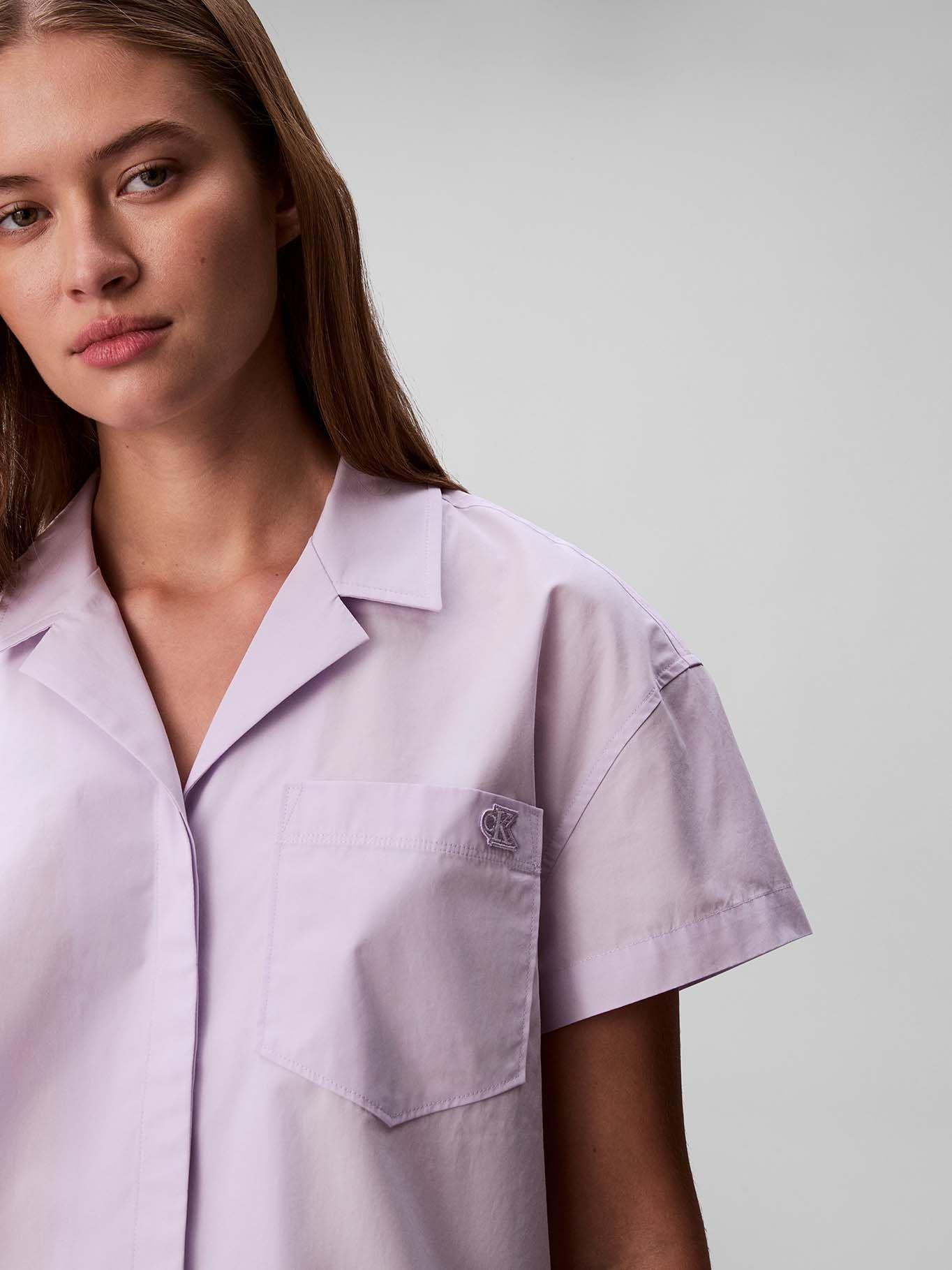 Camisa Boxy de Popelina Lila Calvin Klein-4