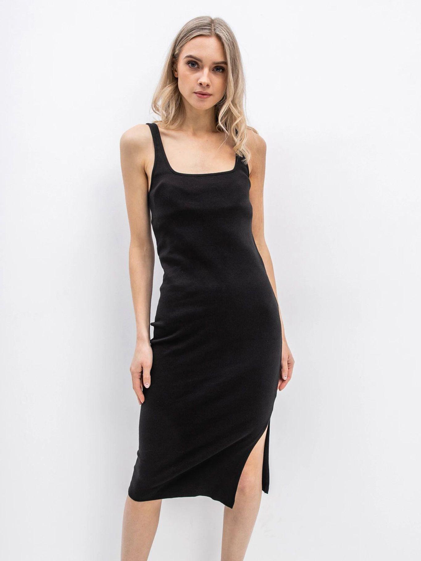 Vestido largo acamalado con parche Negro Calvin Klein-0