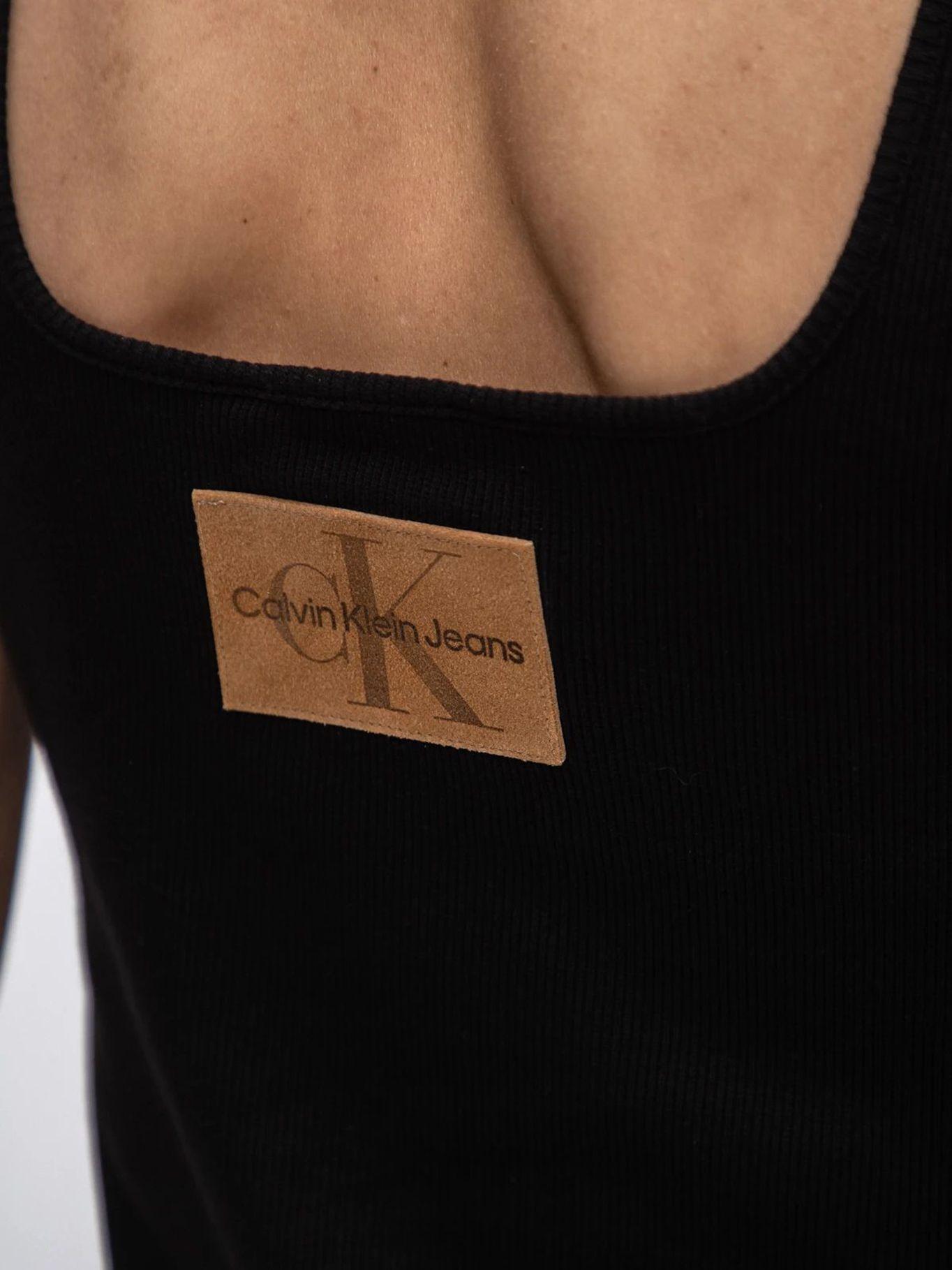 Vestido largo acamalado con parche Negro Calvin Klein-3