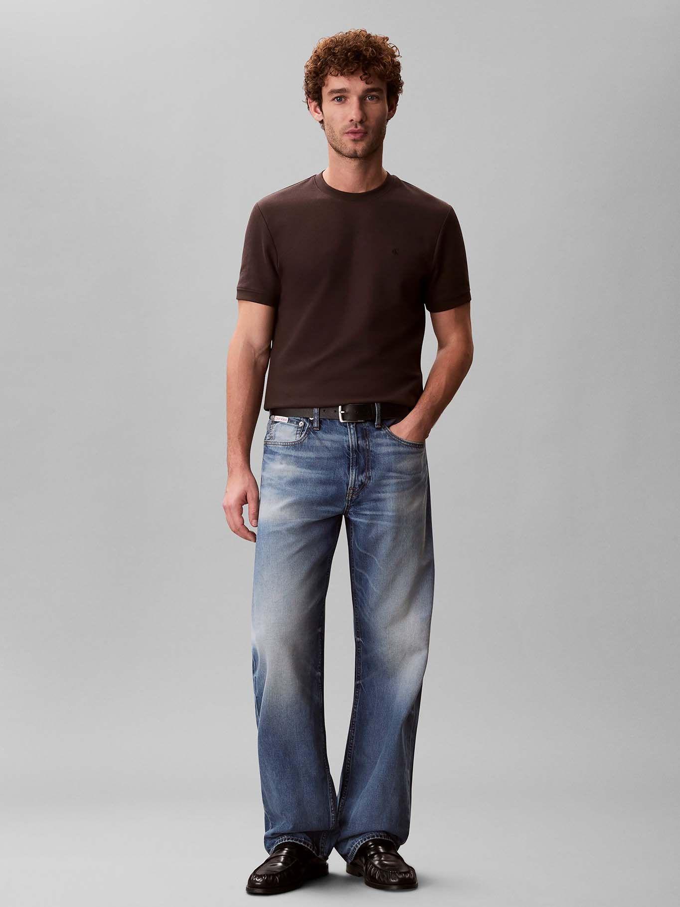 Polera Slim Micro Waffle Cafe Calvin Klein-1