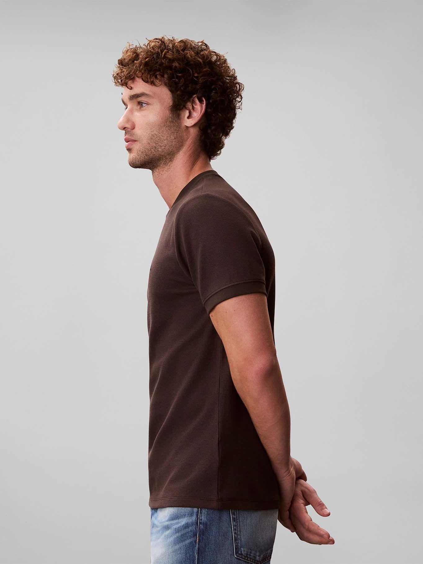 Polera Slim Micro Waffle Cafe Calvin Klein-3