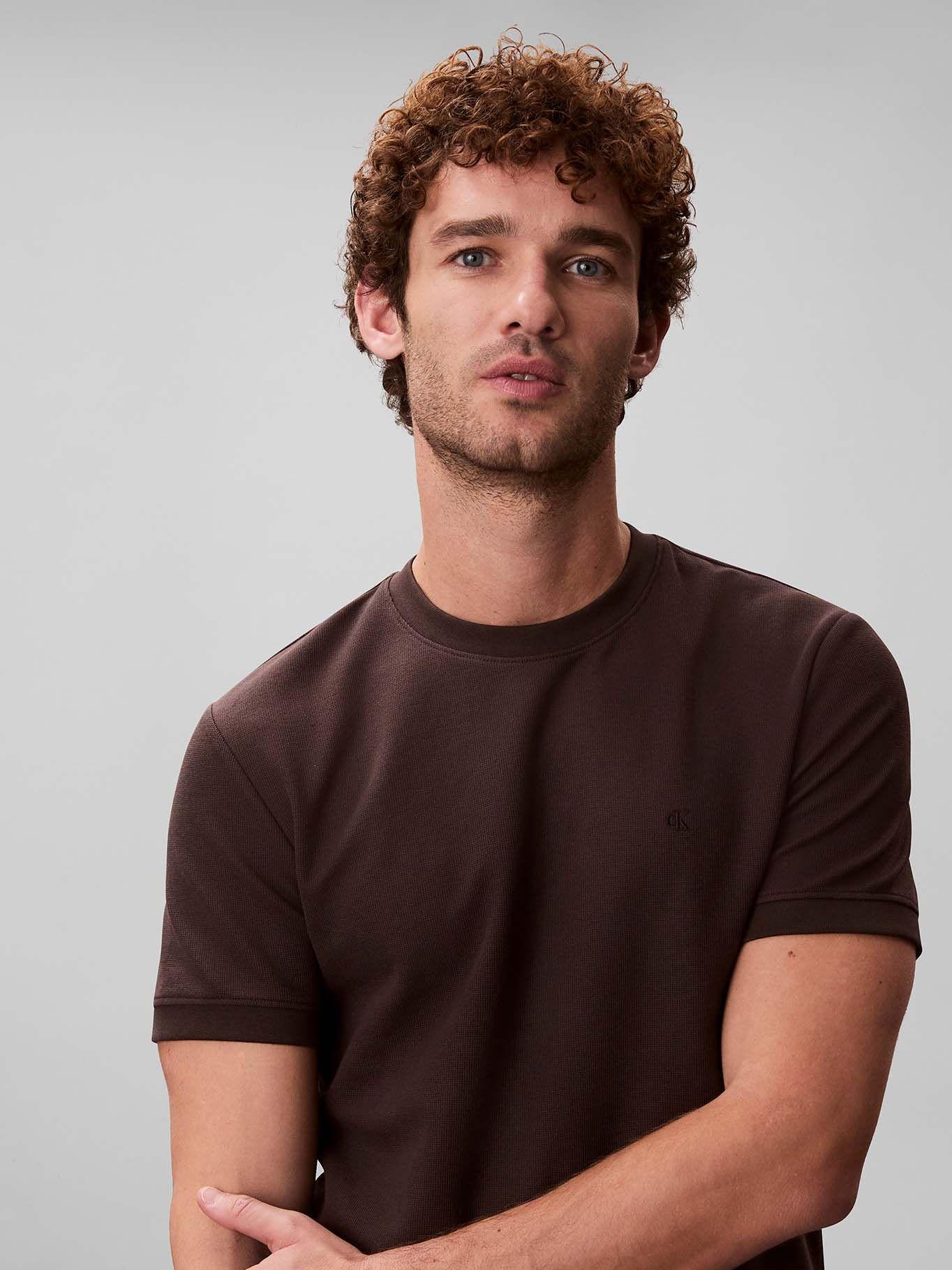 Polera Slim Micro Waffle Cafe Calvin Klein-4