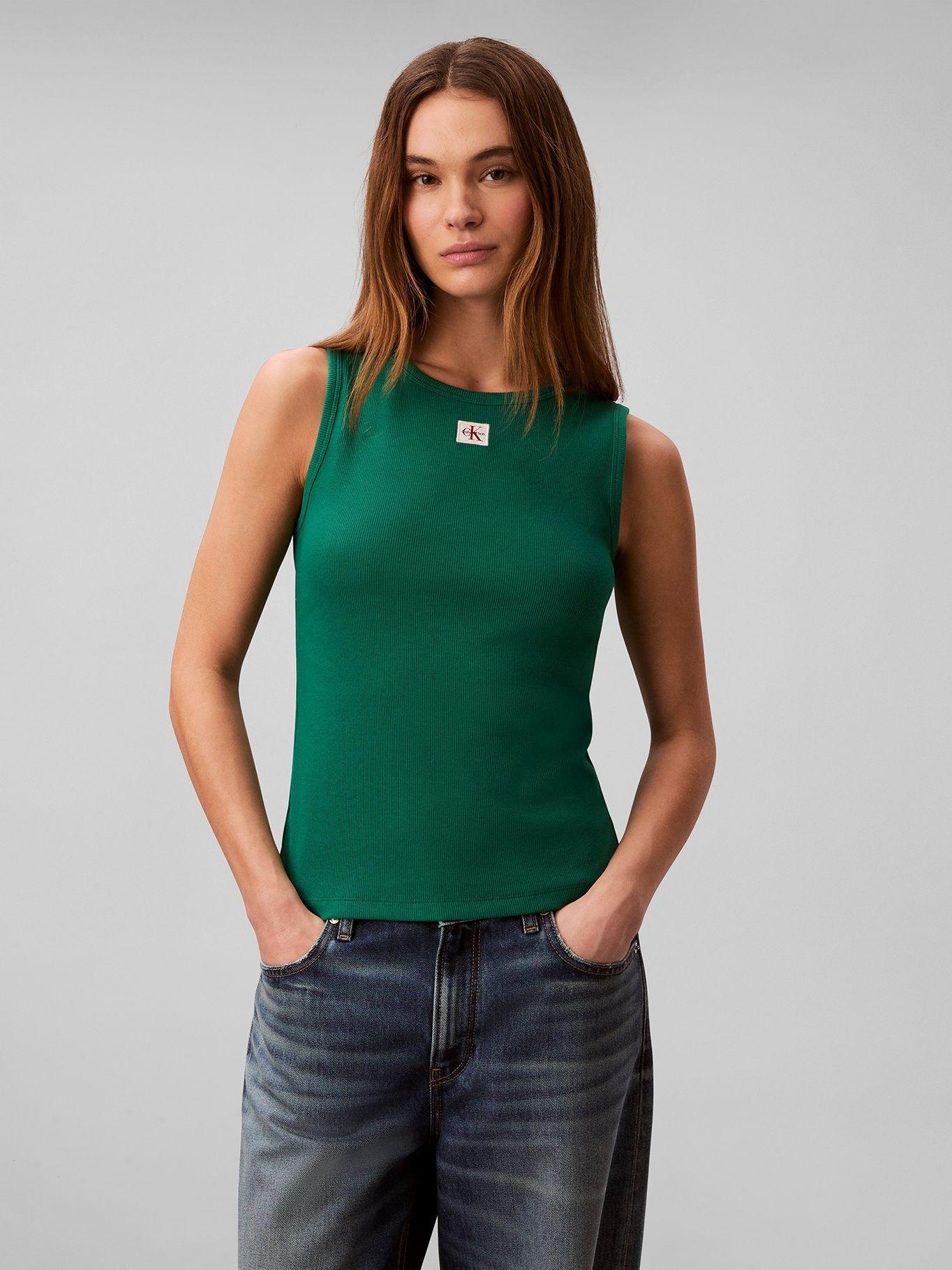 Polera de Punto sin Mangas Verde Calvin Klein-0