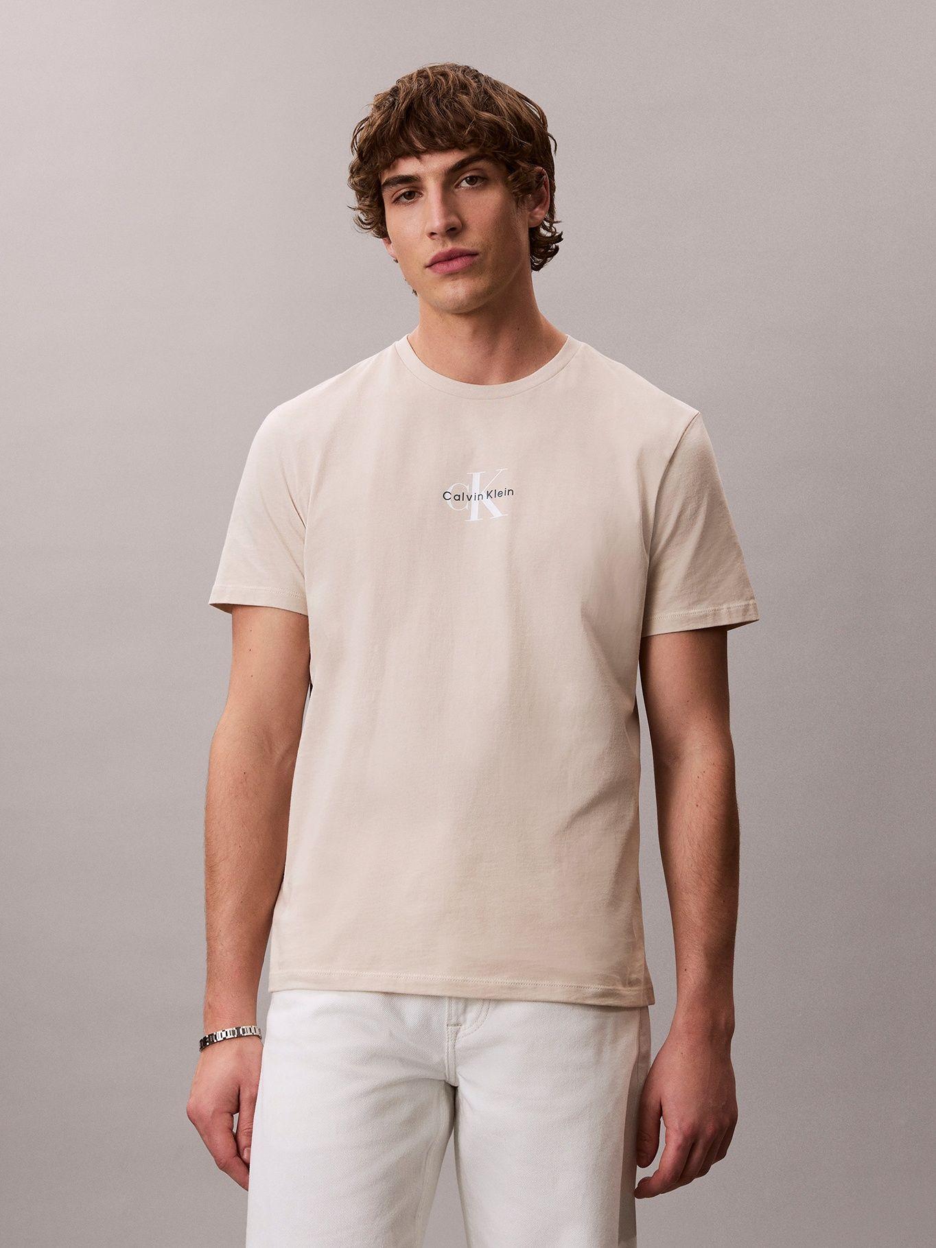 Polera De Gráfico Estampado Monologo Crema Calvin Klein-0